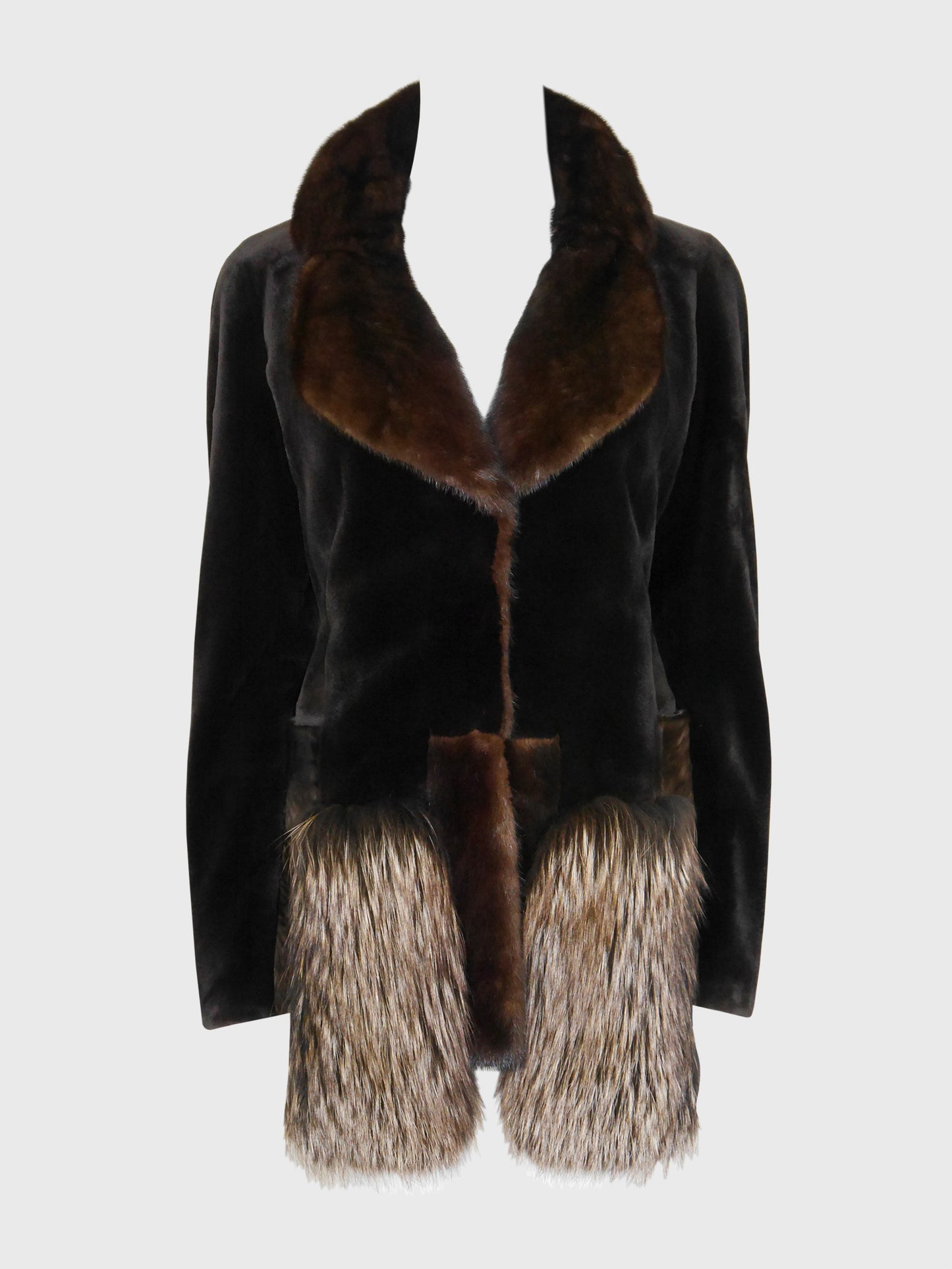 GIANFRANCO FERRÉ 2000s Vintage Sheared Mink Fur Jacket w/ Sculpted Collar Size XS-S