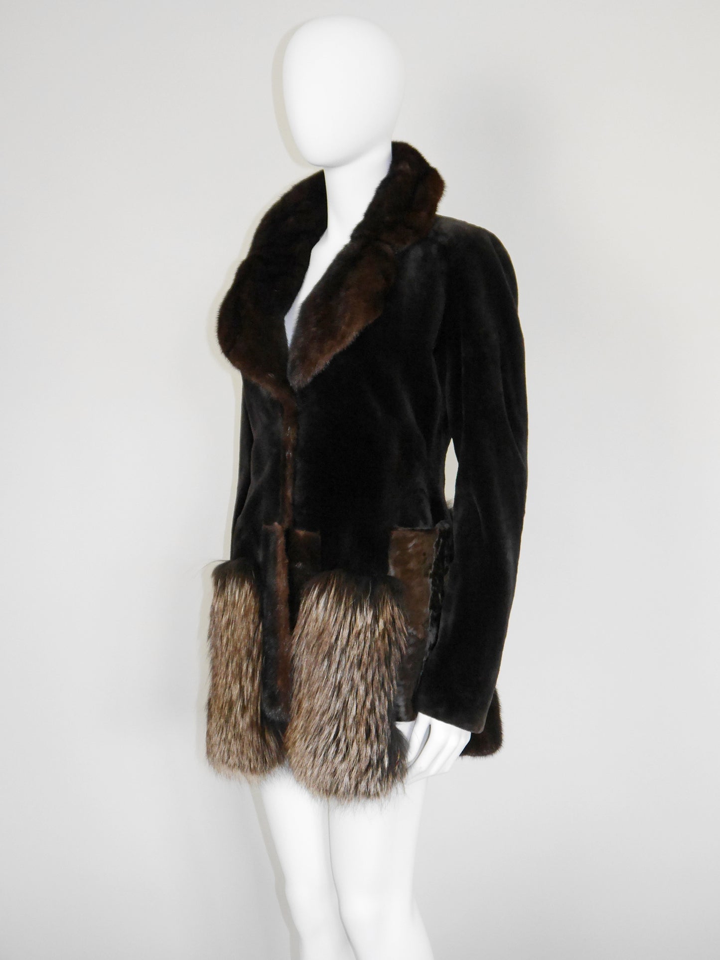 GIANFRANCO FERRÉ 2000s Vintage Sheared Mink Fur Jacket w/ Sculpted Collar Size XS-S