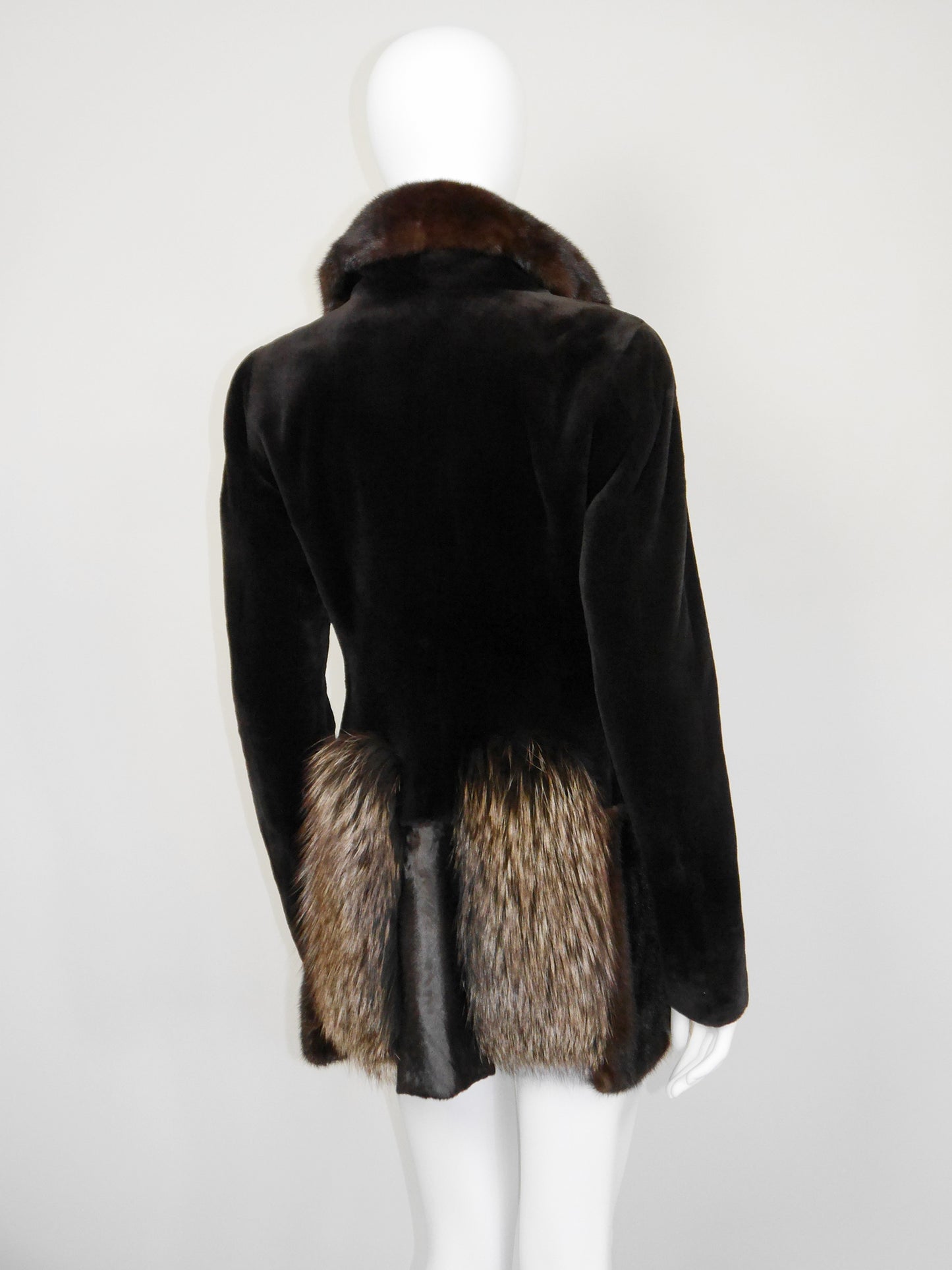 GIANFRANCO FERRÉ 2000s Vintage Sheared Mink Fur Jacket w/ Sculpted Collar Size XS-S