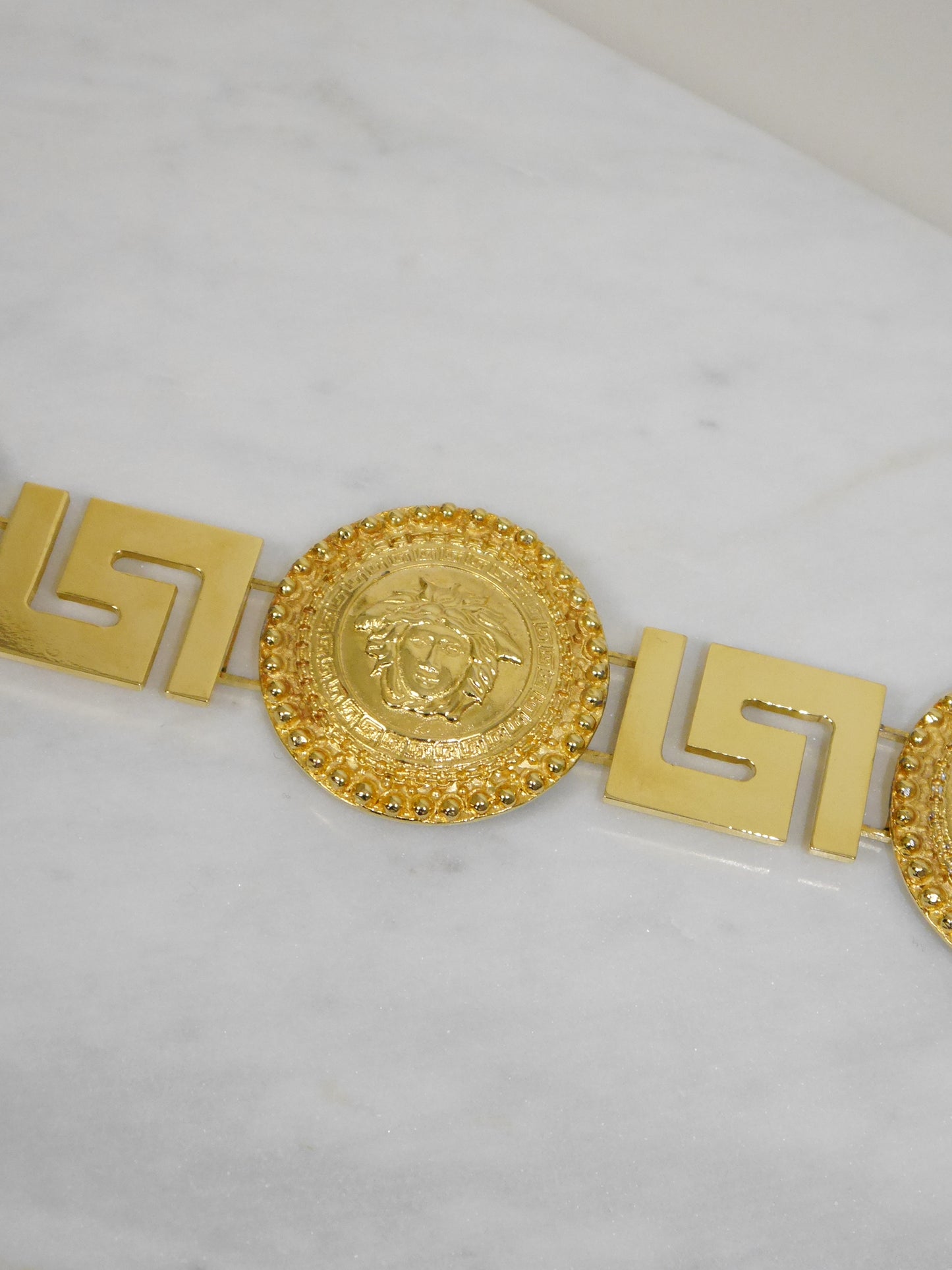 GIANNI VERSACE Spring 1993 Vintage Massive Oversized Medusa Head Belt Size S-M