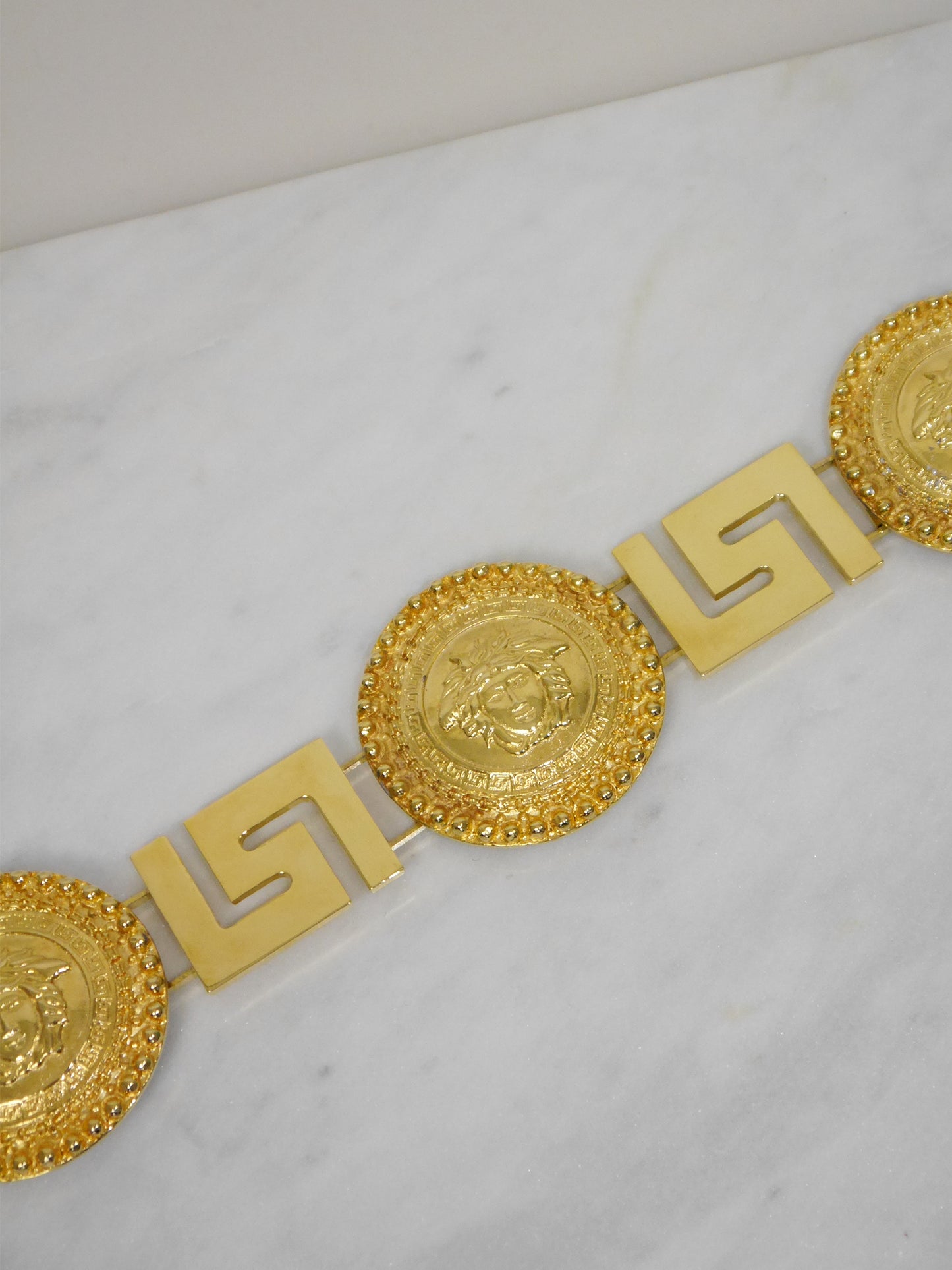 GIANNI VERSACE Spring 1993 Vintage Massive Oversized Medusa Head Belt Size S-M