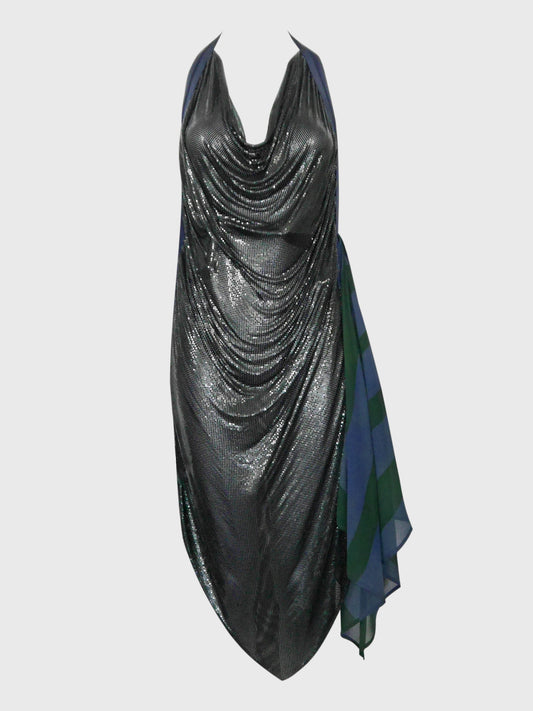 GIANNI VERSACE c. Spring 1984 Oroton Chainmail Halterneck Dress Size S