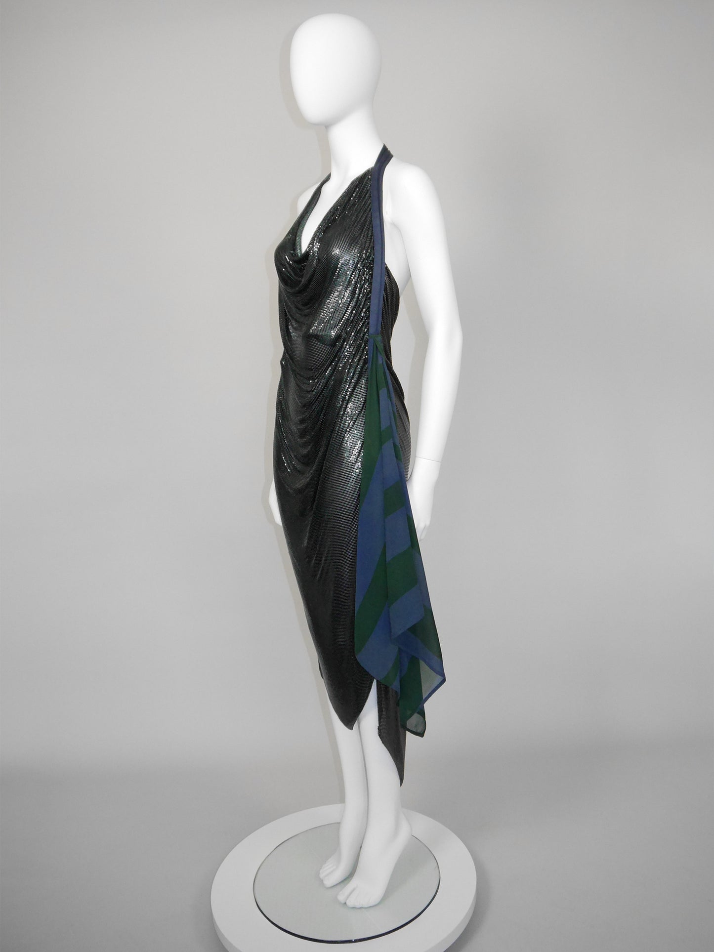 GIANNI VERSACE c. Spring 1984 Oroton Chainmail Halterneck Dress Size S