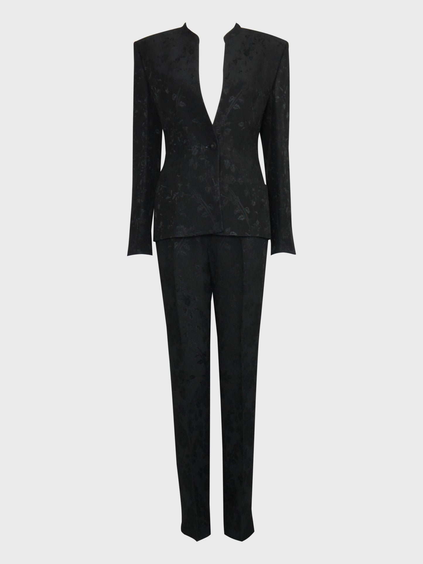 GIANNI VERSACE Couture 1990s 2000s Vintage Floral Jacquard Pants & Jacket Suit Size S