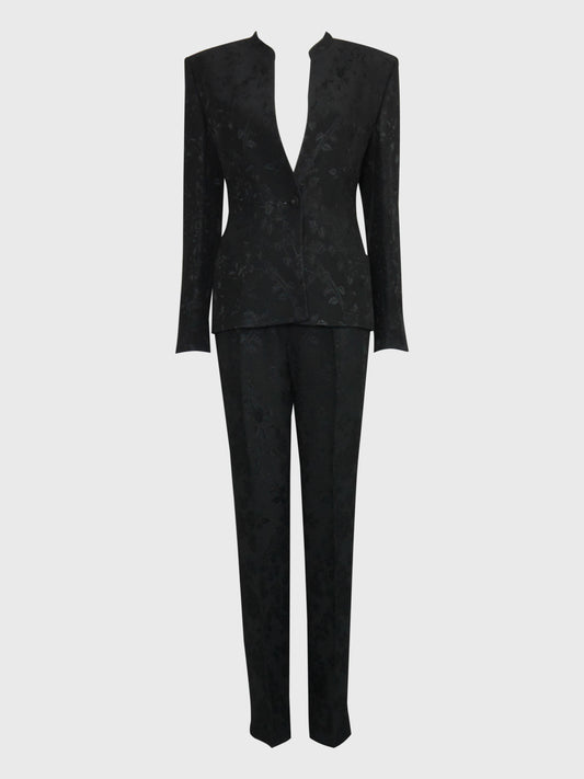 GIANNI VERSACE Couture 1990s 2000s Vintage Floral Jacquard Pants & Jacket Suit Size S
