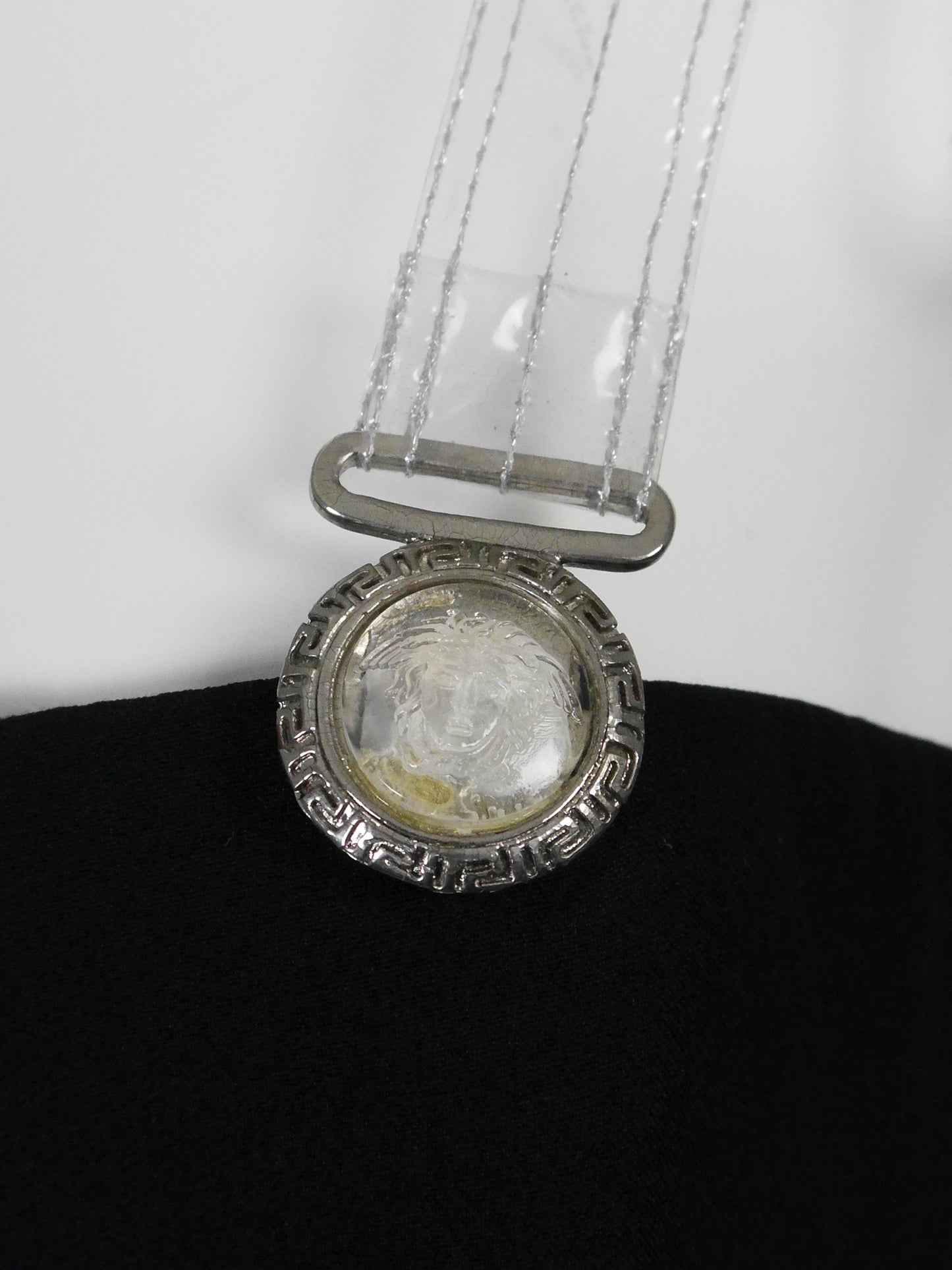 GIANNI VERSACE Fall 1995 Vintage Zippered Maxi Evening Gown w/ Vinyl Medusa Straps Size M