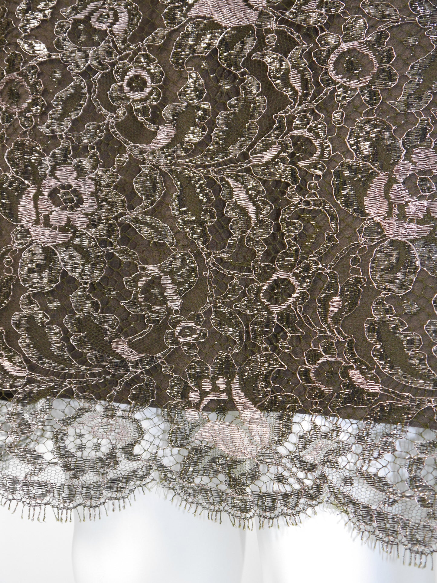 GIANNI VERSACE 1996 Vintage Metallic Brown Lace Evening Mini Dress w/ Medusa Straps Size XS