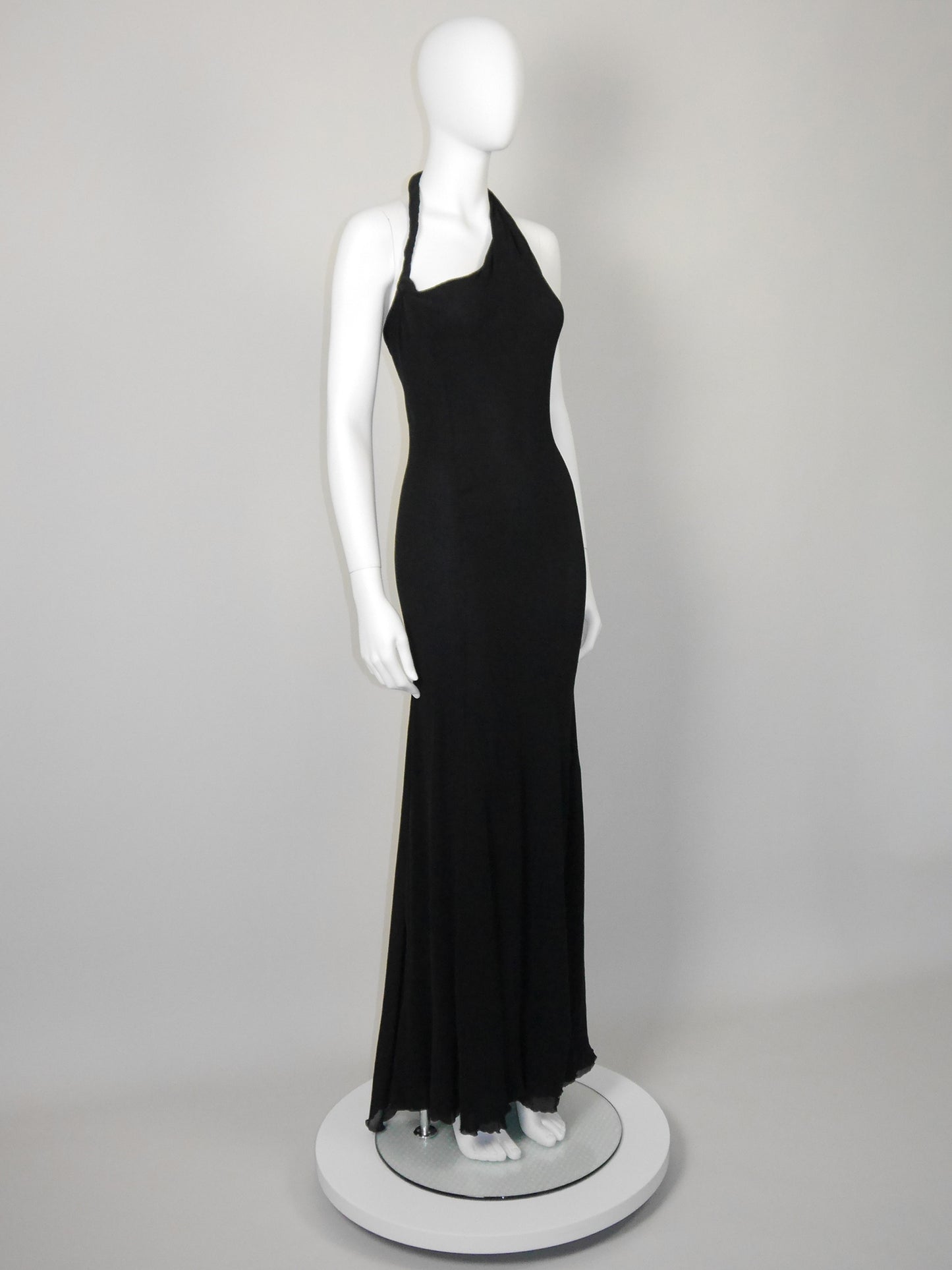 GIANNI VERSACE Couture 1990s 2000s Vintage Silk Maxi Evening Gown w/ High Back Slit Size S