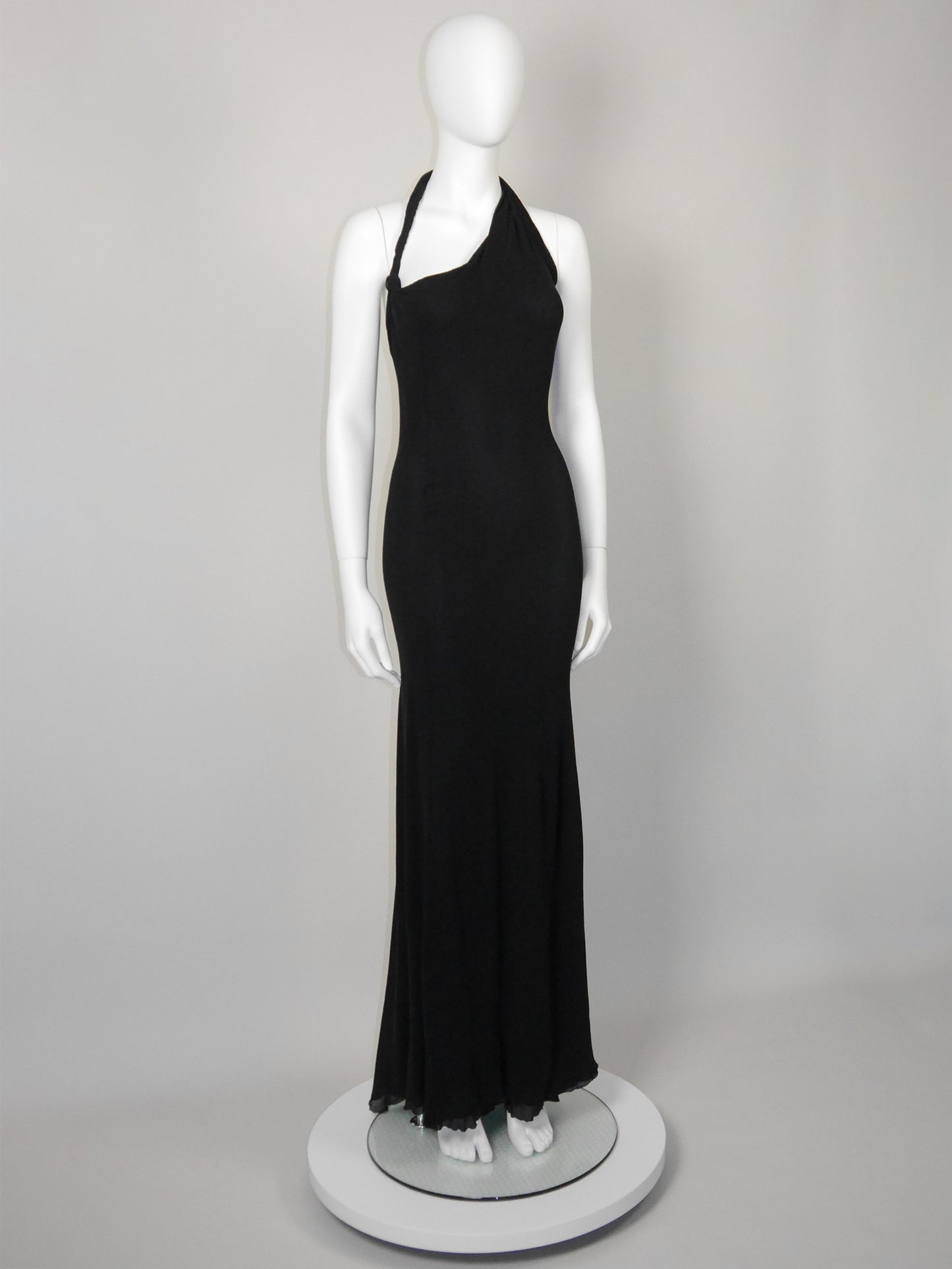 GIANNI VERSACE Couture 1990s 2000s Vintage Silk Maxi Evening Gown w/ High Back Slit Size S