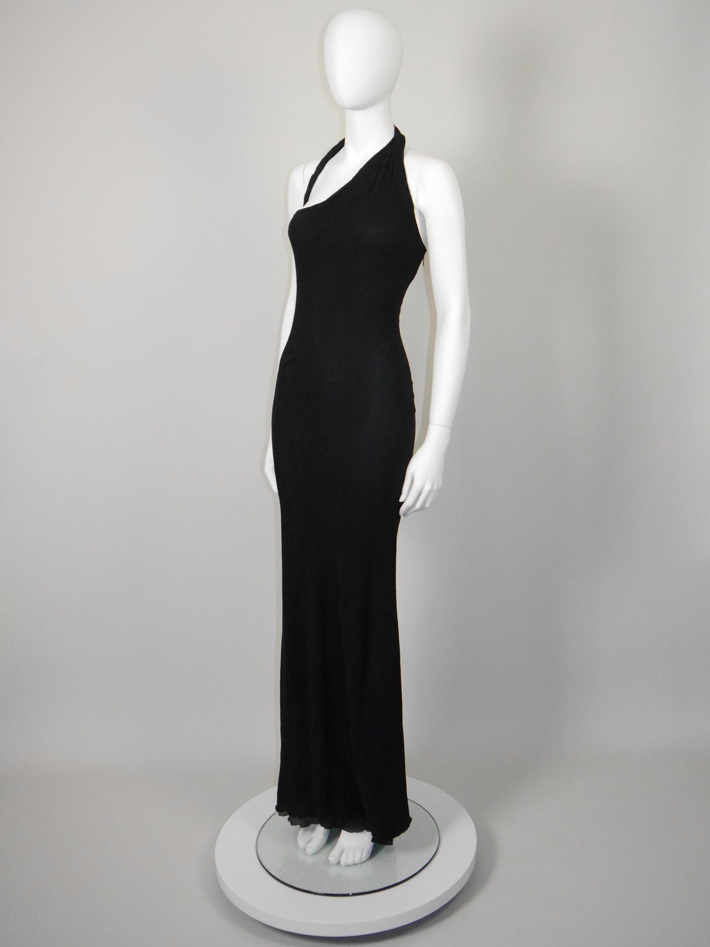 GIANNI VERSACE Couture 1990s 2000s Vintage Silk Maxi Evening Gown w/ High Back Slit Size S