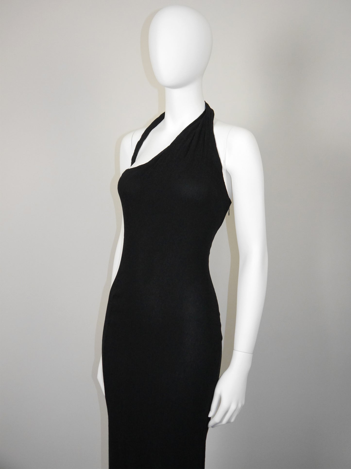 GIANNI VERSACE Couture 1990s 2000s Vintage Silk Maxi Evening Gown w/ High Back Slit Size S