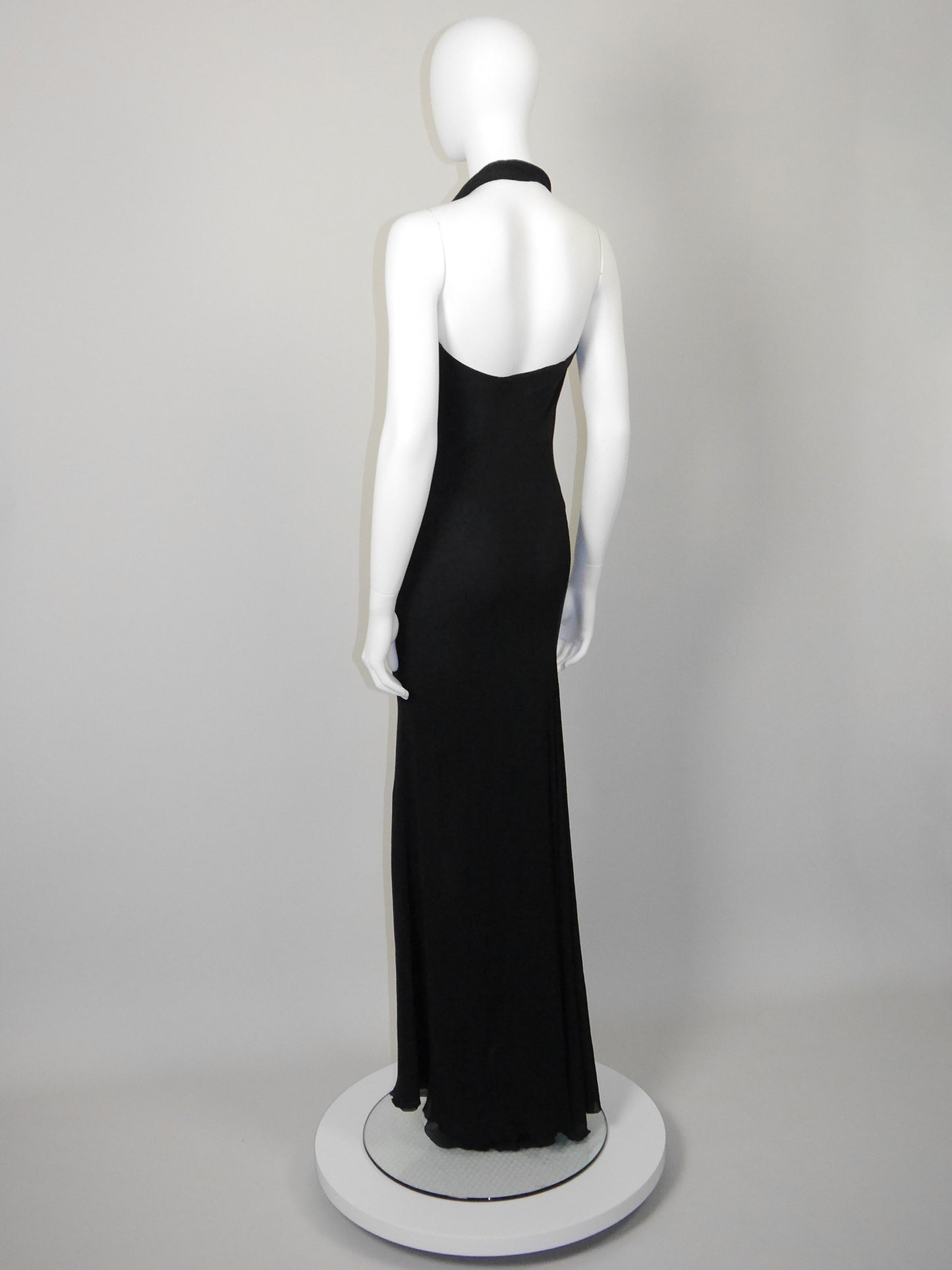 GIANNI VERSACE Couture 1990s 2000s Vintage Silk Maxi Evening Gown w/ High Back Slit Size S