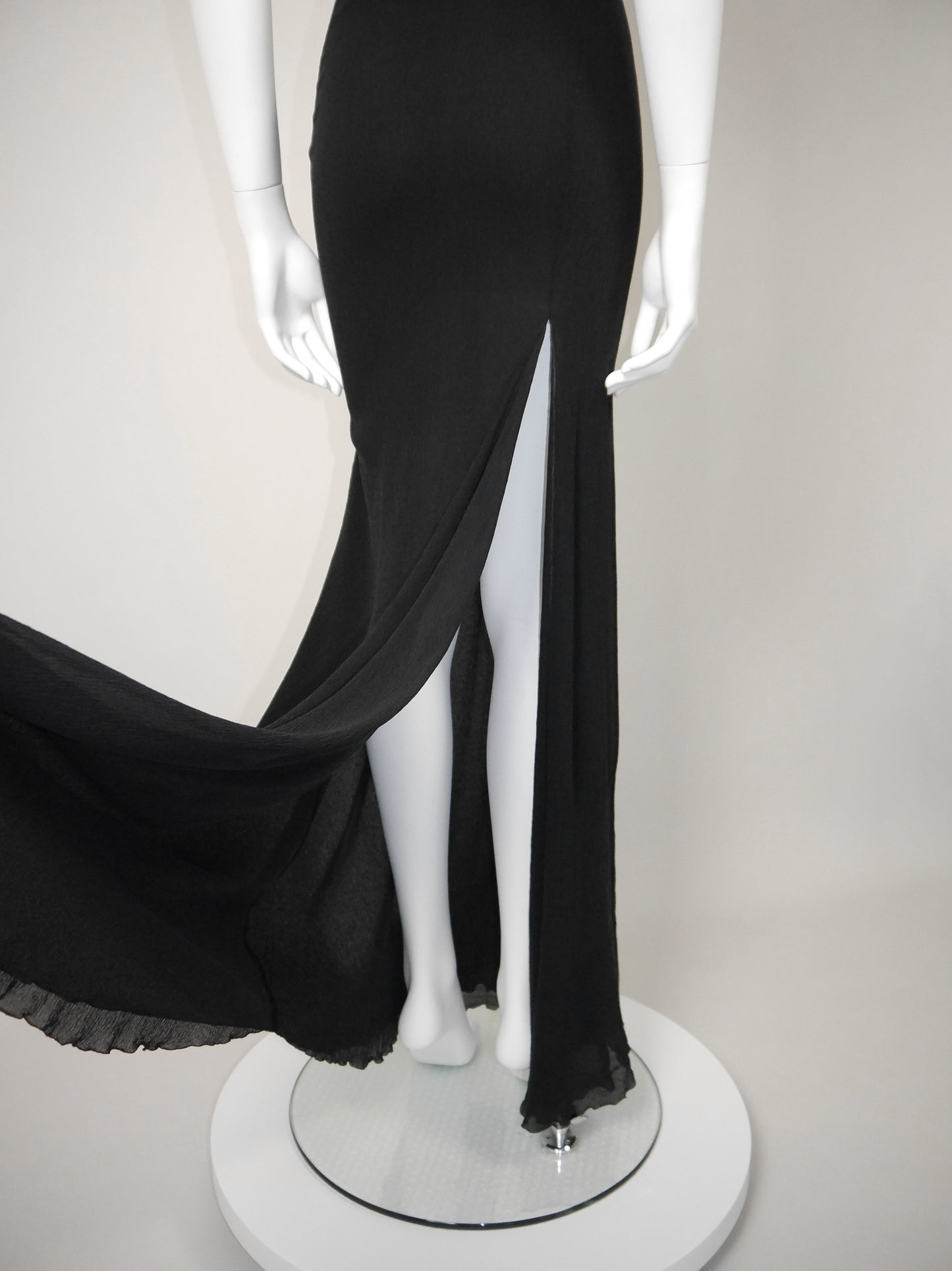 GIANNI VERSACE Couture 1990s 2000s Vintage Silk Maxi Evening Gown w/ High Back Slit Size S