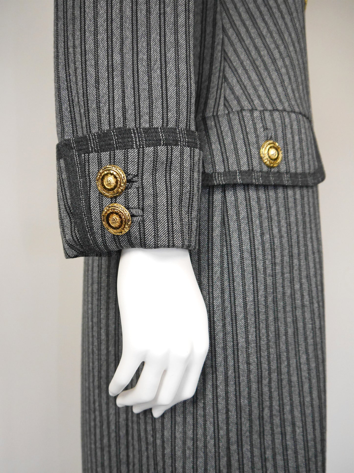 GIANNI VERSACE Fall 1993 Vintage Maxi Coat w/ Medusa Buttons Runway Design Size S