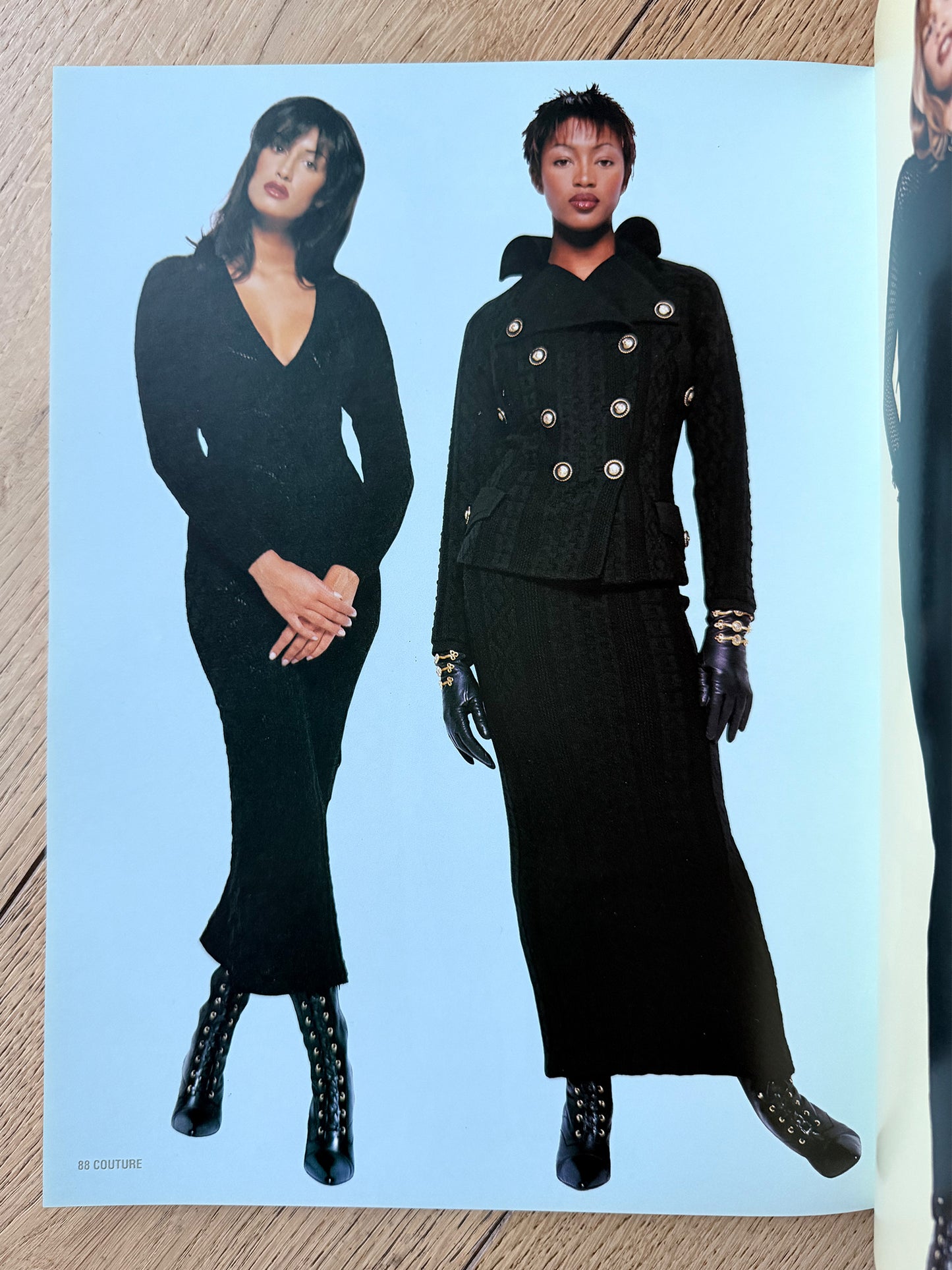 GIANNI VERSACE Fall 1993 Vintage Black Leather Gloves w/ Chain & Medusa Head Embellishments Size L