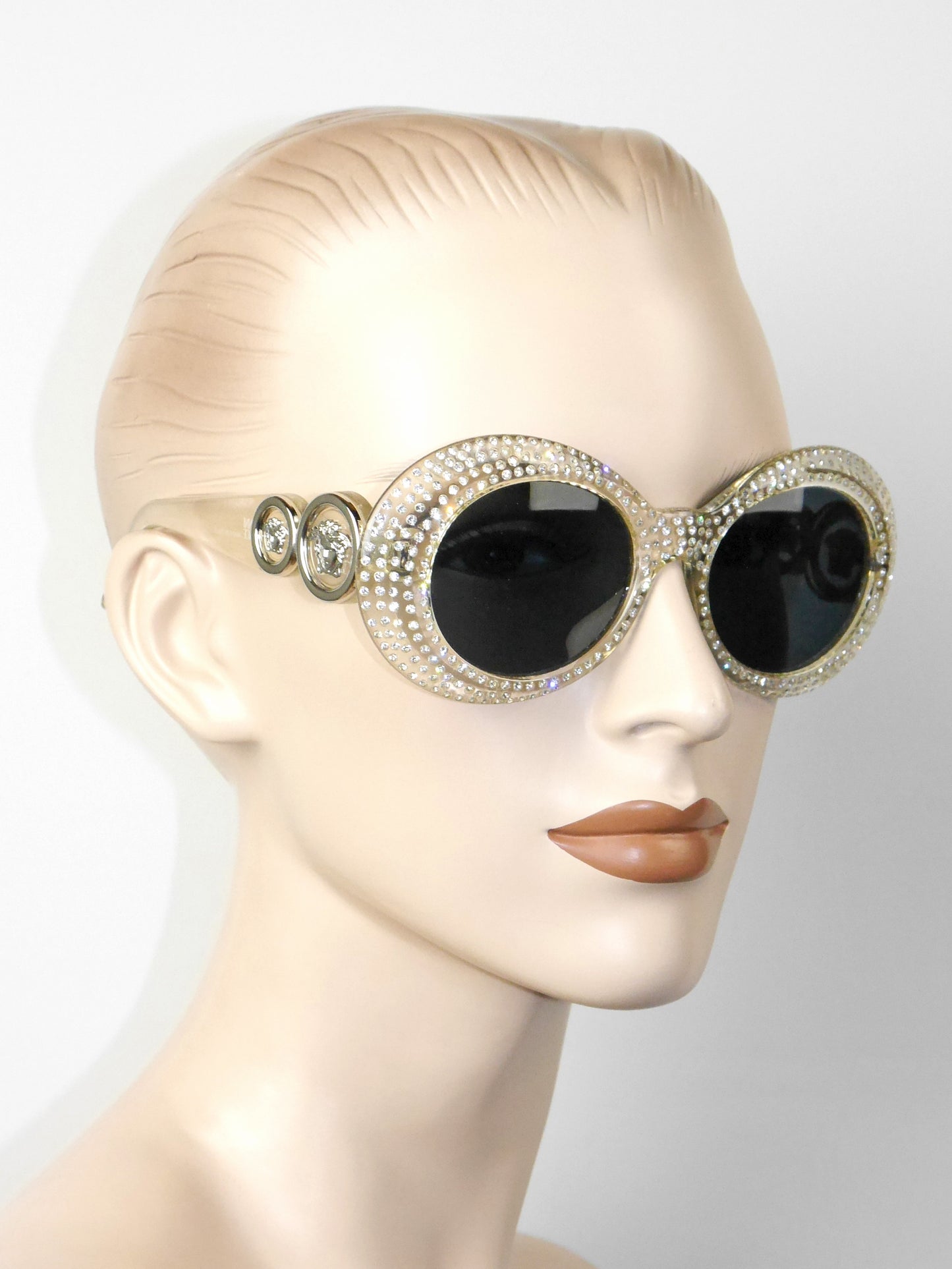 GIANNI VERSACE Fall 1996 Mod. 418F Col. 924 Vintage Medusa Sunglasses w/ Crystal Rhinestones