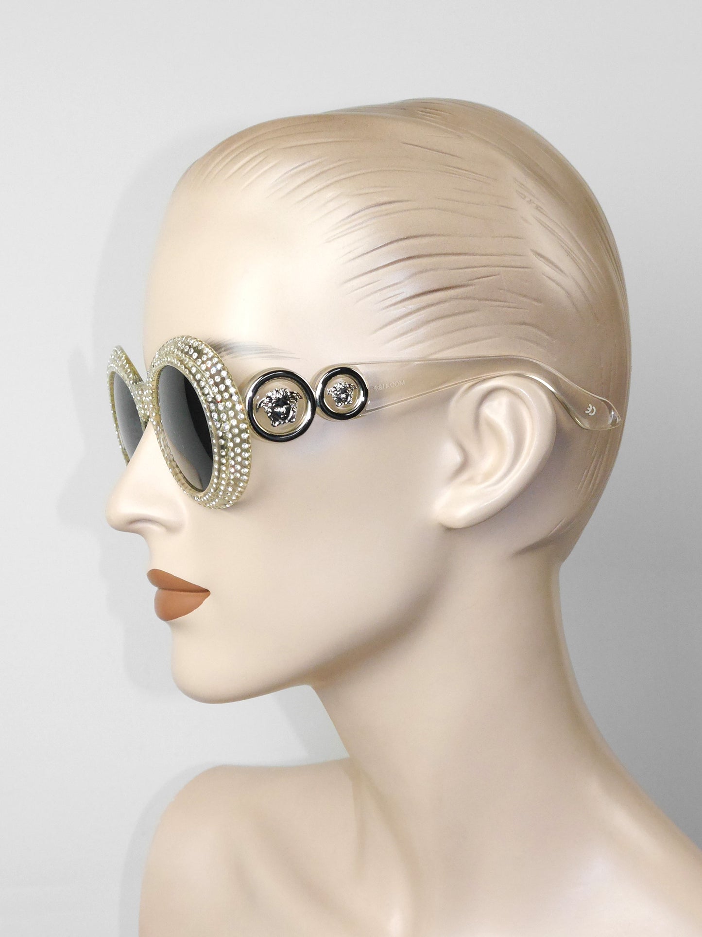 GIANNI VERSACE Fall 1996 Mod. 418F Col. 924 Vintage Medusa Sunglasses w/ Crystal Rhinestones