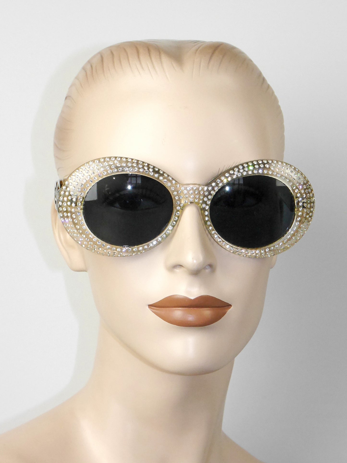 GIANNI VERSACE Fall 1996 Mod. 418F Col. 924 Vintage Medusa Sunglasses w/ Crystal Rhinestones