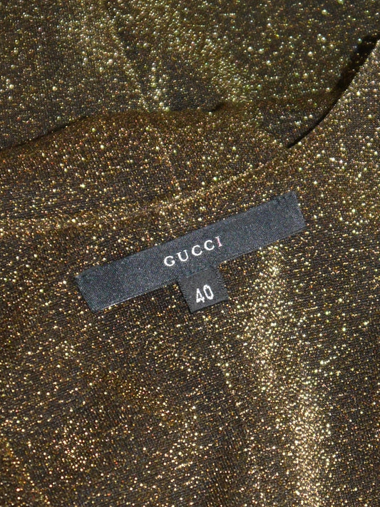 GUCCI by Tom Ford Fall 2000 Vintage Metallic Copper Lurex Plunge Dress Size XS