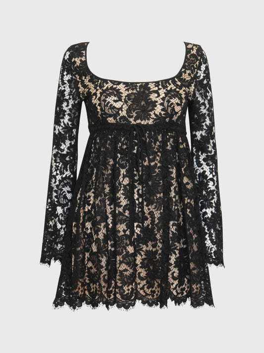 GUCCI by Tom Ford Spring 1996 Vintage Black Lace Babydoll Ultra Mini Dress