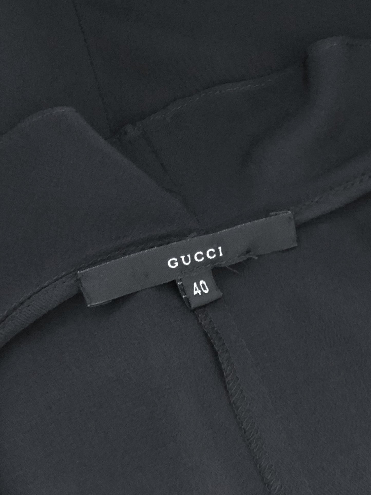 GUCCI by Tom Ford Spring 1999 Vintage Black Silk Ruffled Dress Opening Runway Look