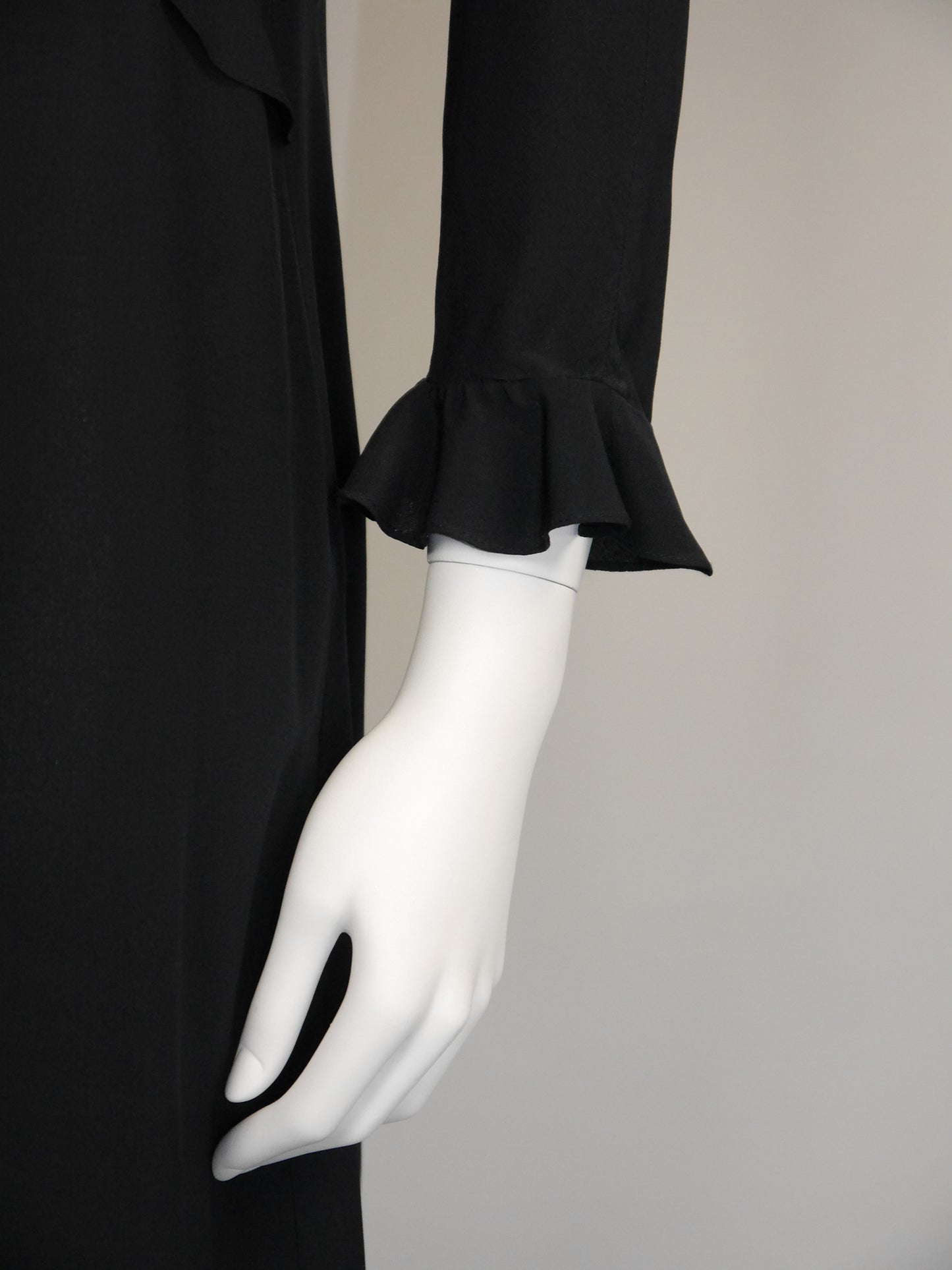 GUCCI by Tom Ford Spring 1999 Vintage Black Silk Ruffled Dress Opening Runway Look