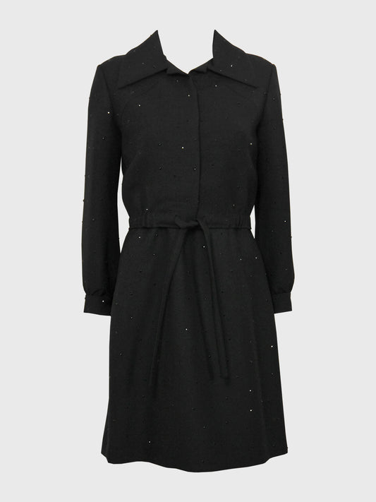 GUY LAROCHE 1960s Vintage Evening Cocktail Dress & Jacket w/ Rhinestones Size M