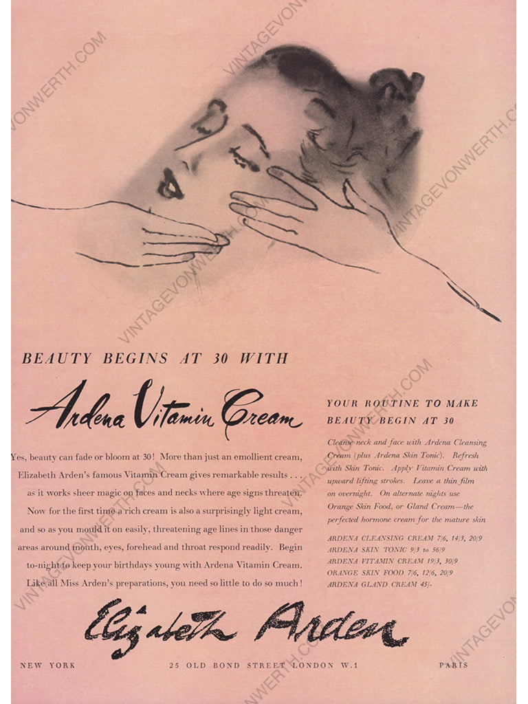 ELIZABETH ARDEN 1950 Vintage Advertisement Beauty Cosmetics