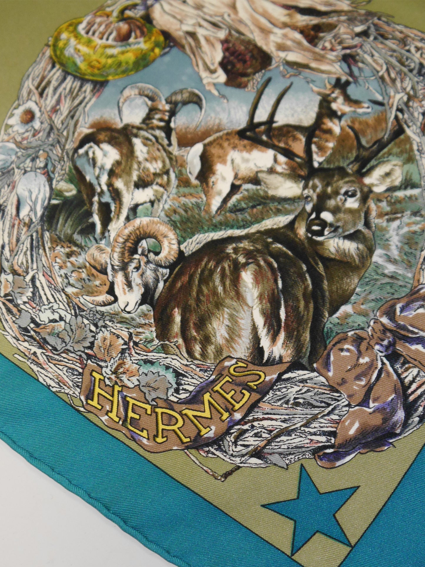 HERMÈS c. 1986 Faune et Flore du Texas by Kermit Oliver Vintage Silk Scarf Foulard Carré