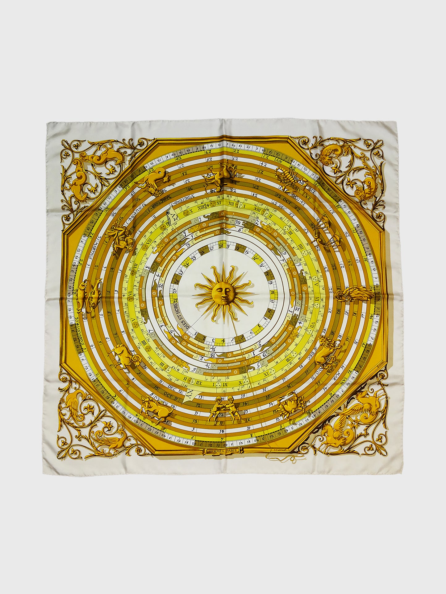 HERMÈS Silk Scarf Dies et Hore Astrologie by Francoise Faconnet