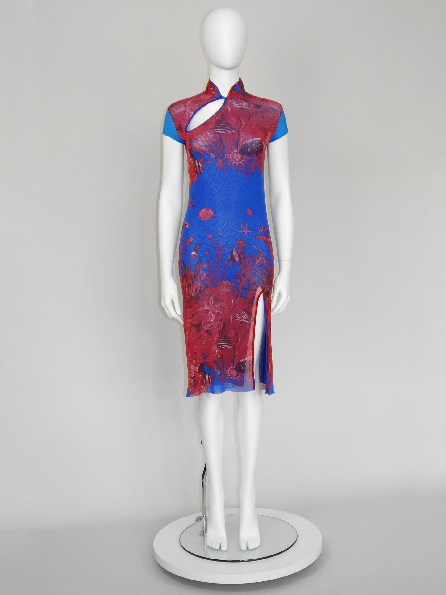 JEAN PAUL GAULTIER 1990s 2000s Vintage Asian Mesh Dress Underwater Scenery Fish Motif