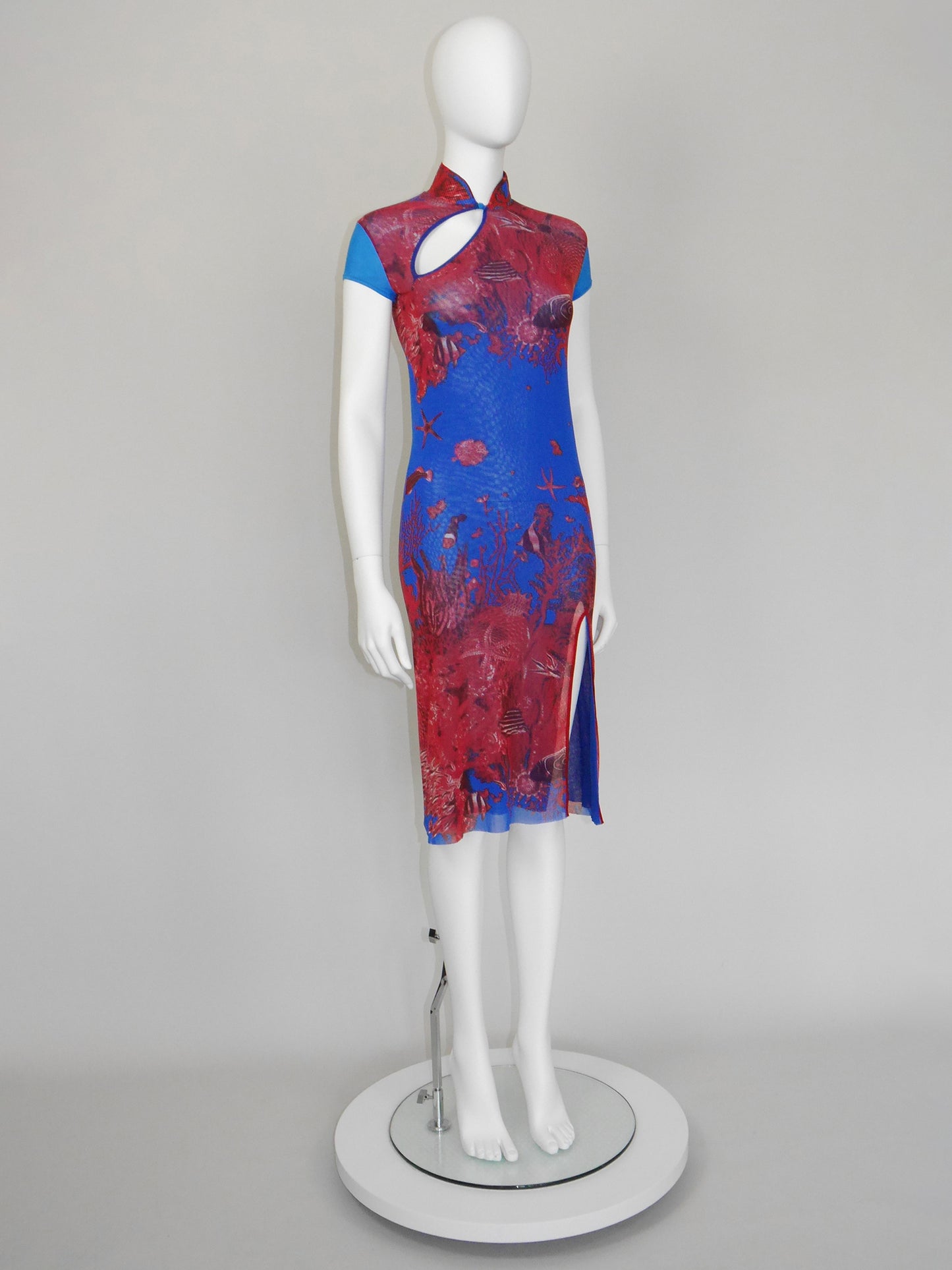 JEAN PAUL GAULTIER 1990s 2000s Vintage Asian Mesh Dress Underwater Scenery Fish Motif