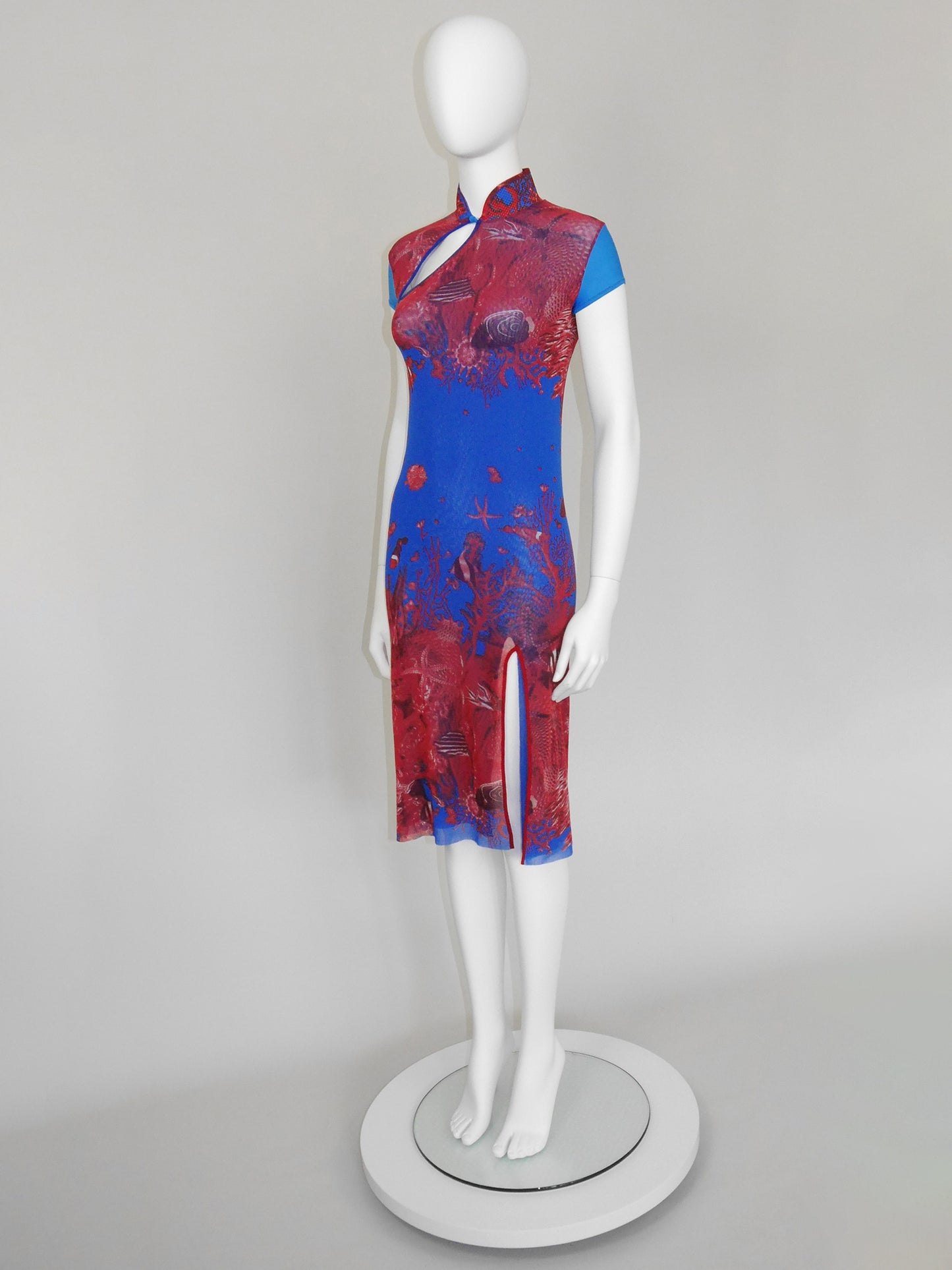 JEAN PAUL GAULTIER 1990s 2000s Vintage Asian Mesh Dress Underwater Scenery Fish Motif