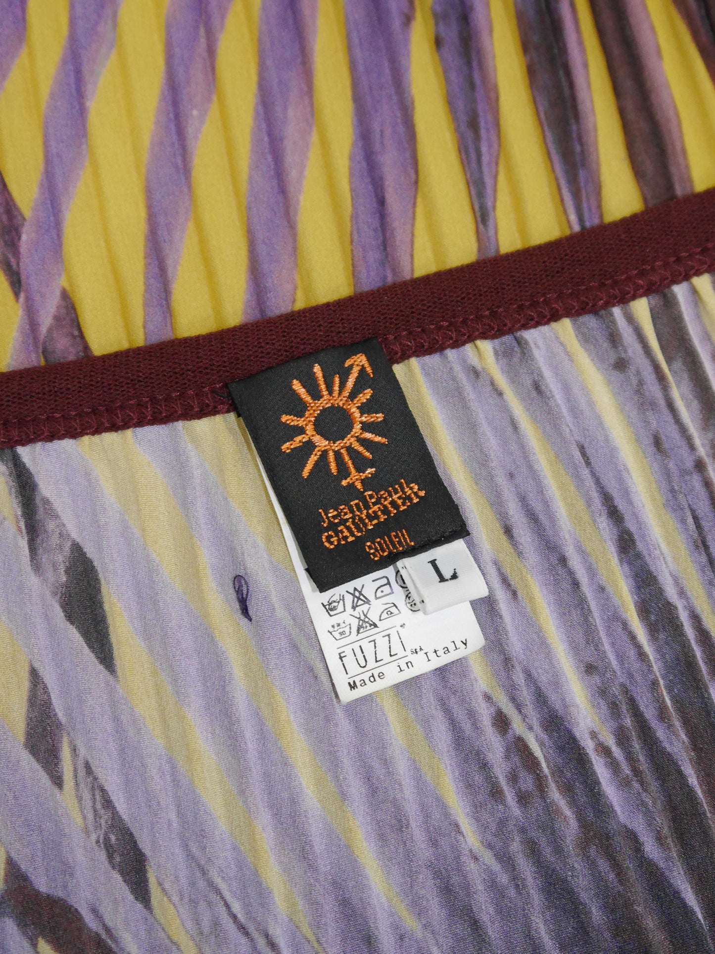 JEAN PAUL GAULTIER 1990s 2000s Vintage Palm Print Mesh Top & Pleated Wrap Skirt Size L