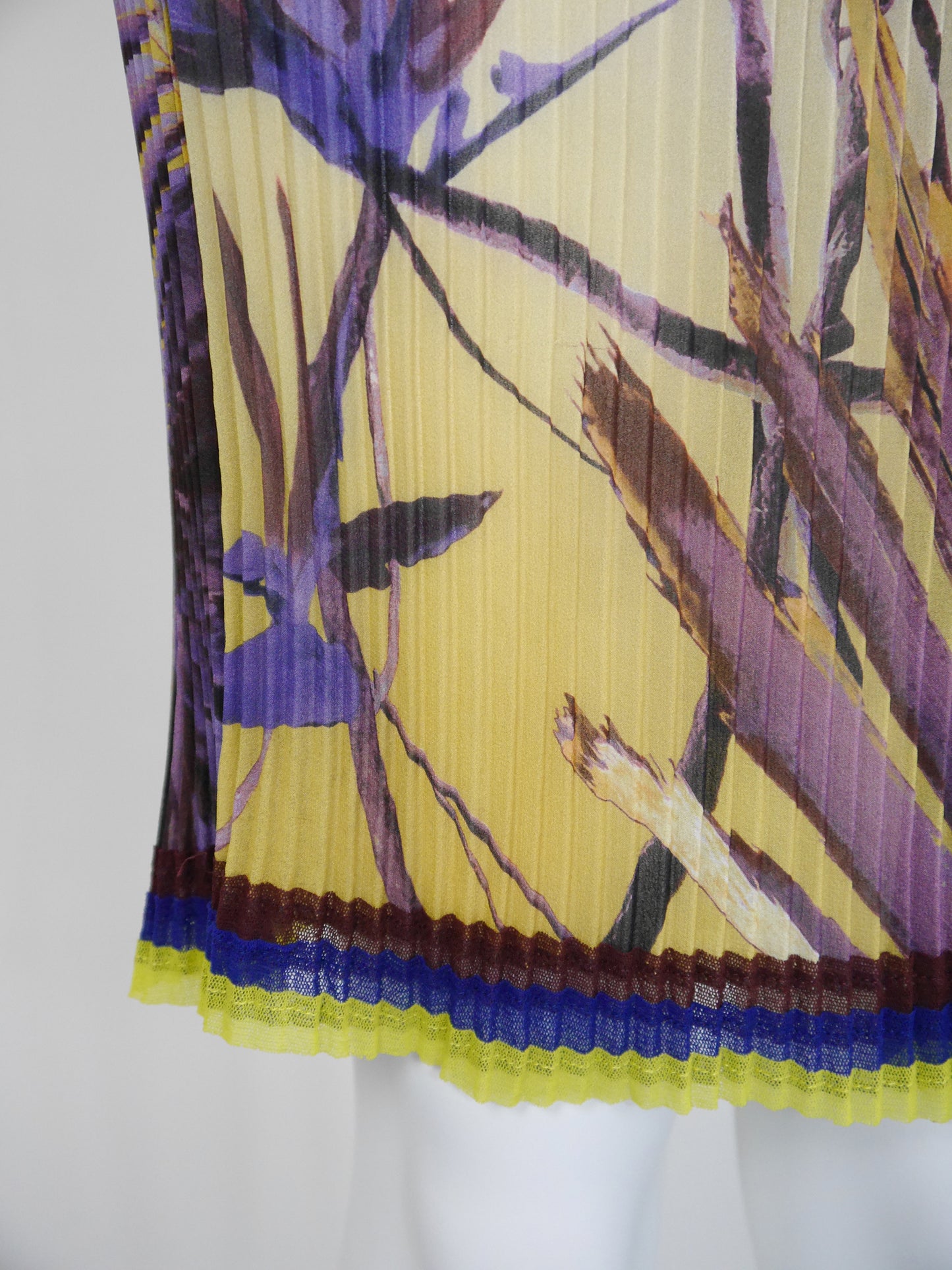 JEAN PAUL GAULTIER 1990s 2000s Vintage Palm Print Mesh Top & Pleated Wrap Skirt Size L