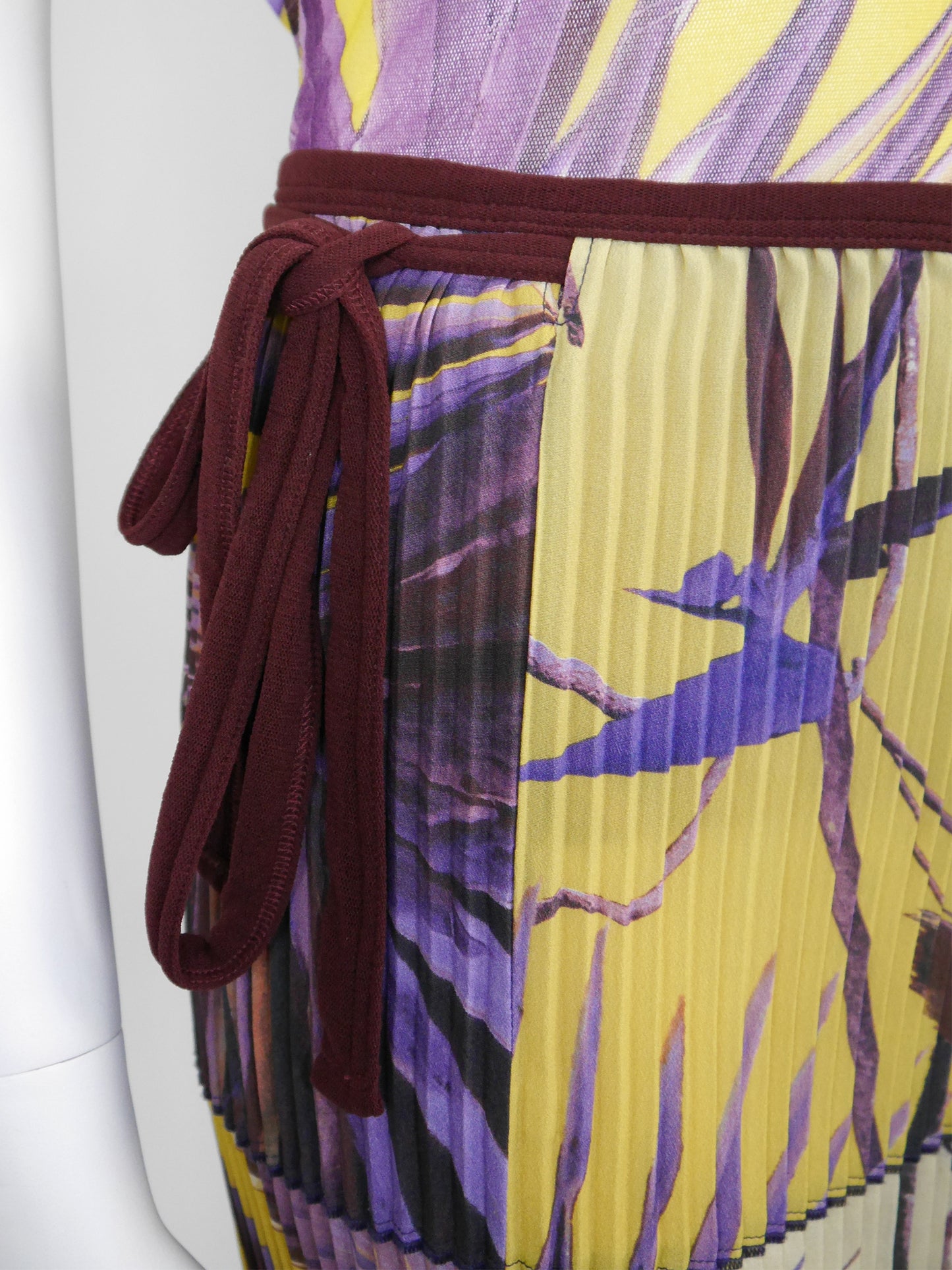 JEAN PAUL GAULTIER 1990s 2000s Vintage Palm Print Mesh Top & Pleated Wrap Skirt Size L