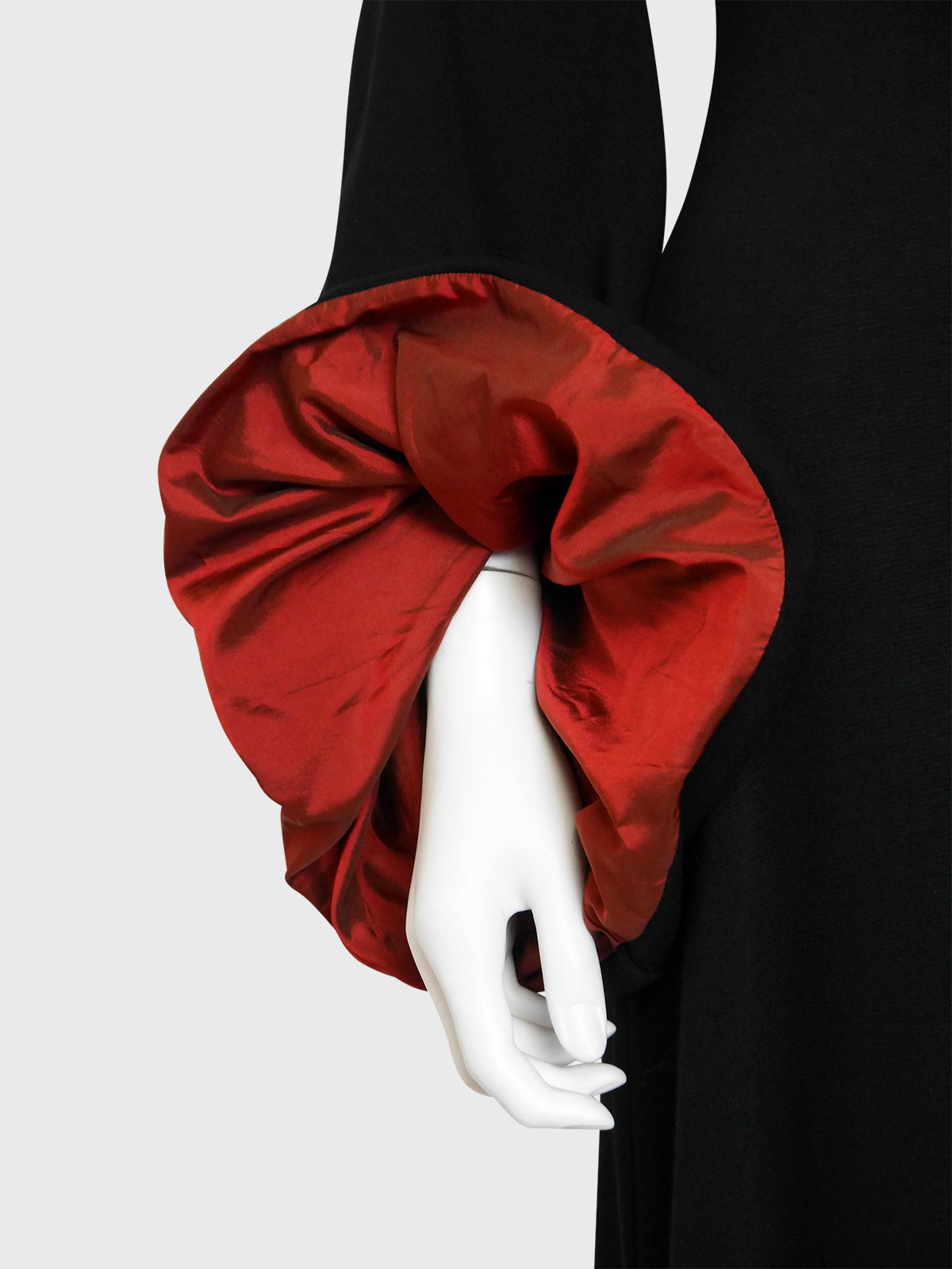 JEAN PAUL GAULTIER 1990s Vintage Bell Sleeve Black Jersey Maxi Evening Dress