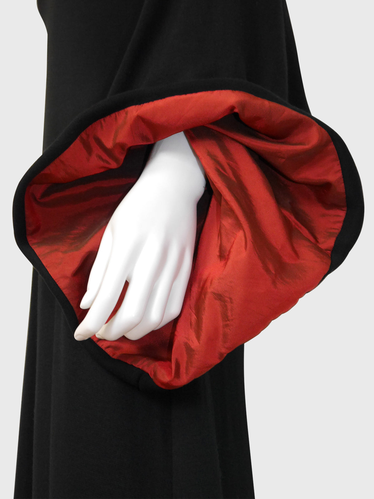 JEAN PAUL GAULTIER 1990s Vintage Bell Sleeve Black Jersey Maxi Evening Dress