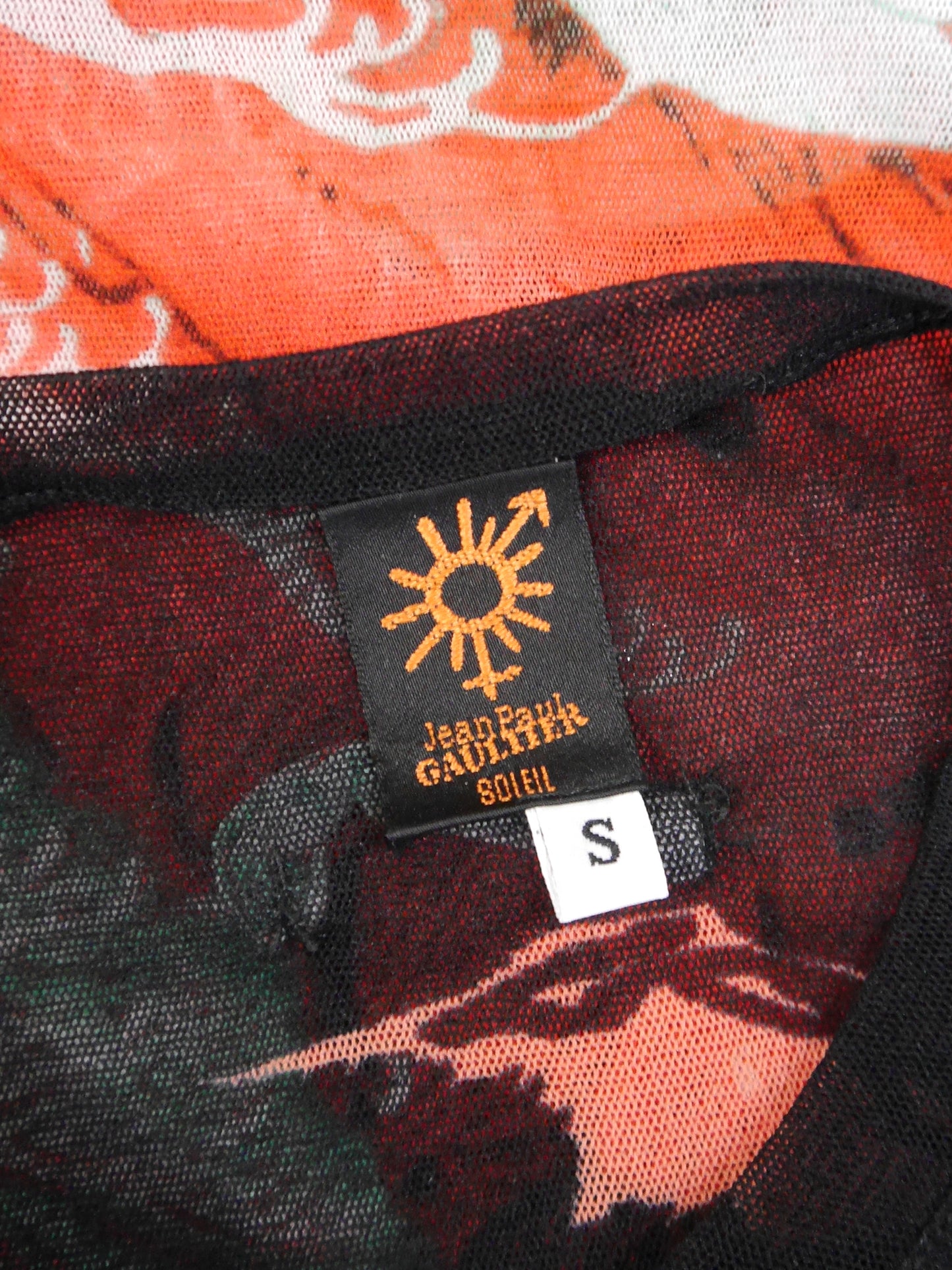 JEAN PAUL GAULTIER 1990s Vintage Mesh Shirt & Maxi Skirt Ensemble Dragon Eagle Print