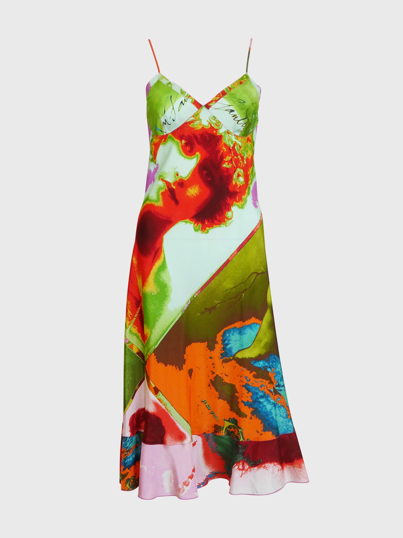 JEAN PAUL GAULTIER Spring 2002 Vintage Portrait Print Slip Dress