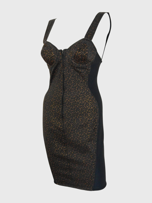 JEAN PAUL GAULTIER JUNIOR 1980s 1990s Vintage Bustier Corset Cone Bra Style Bodycon Dress Size XXS-XS