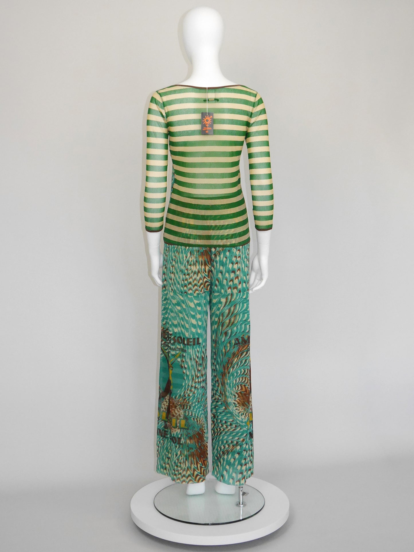 JEAN PAUL GAULTIER "Amour au Soleil" 1990s 2000s Vintage Mesh Shirt & Palazzo Pants Set NWT Size L