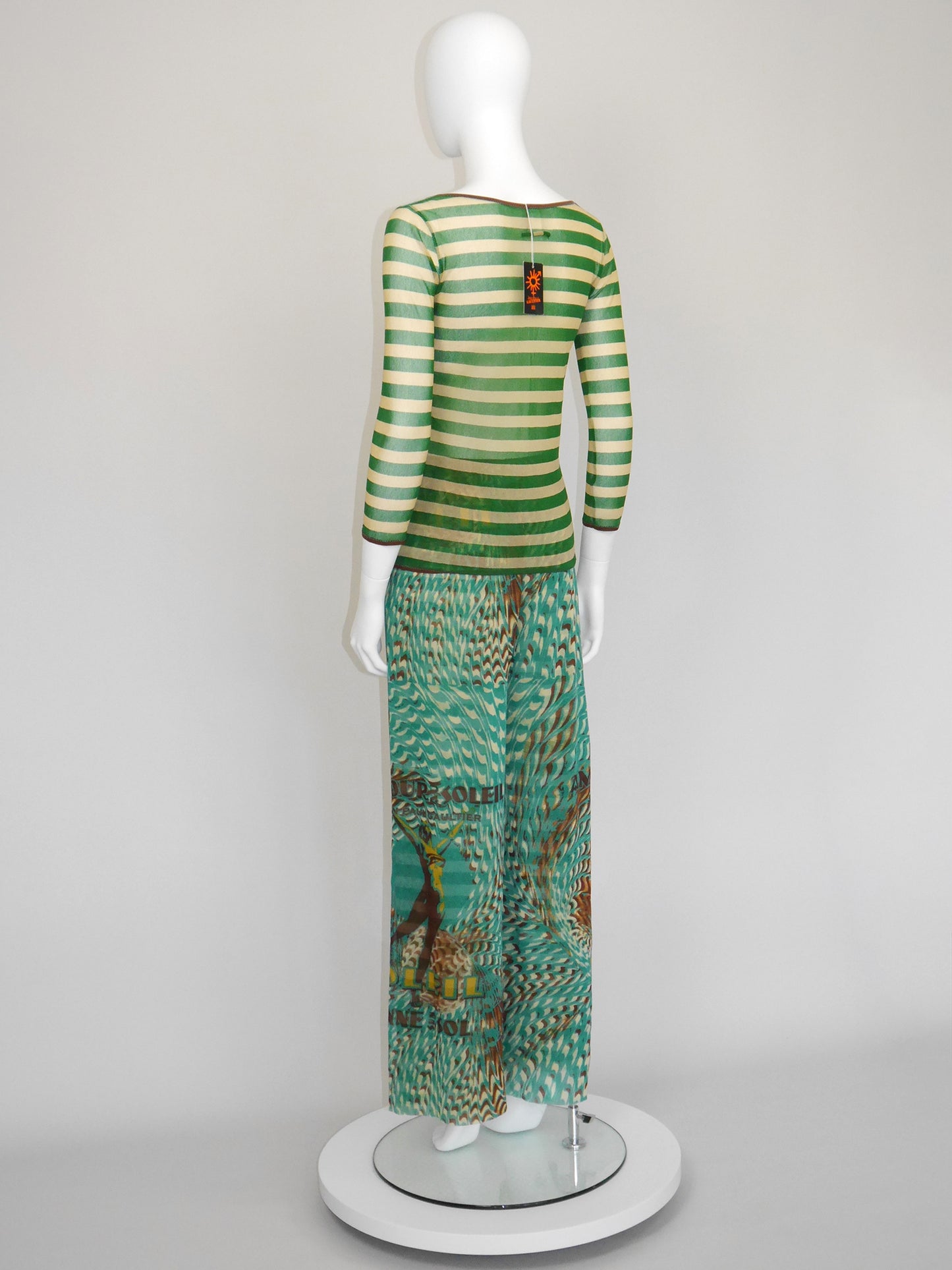 JEAN PAUL GAULTIER "Amour au Soleil" 1990s 2000s Vintage Mesh Shirt & Palazzo Pants Set NWT Size L