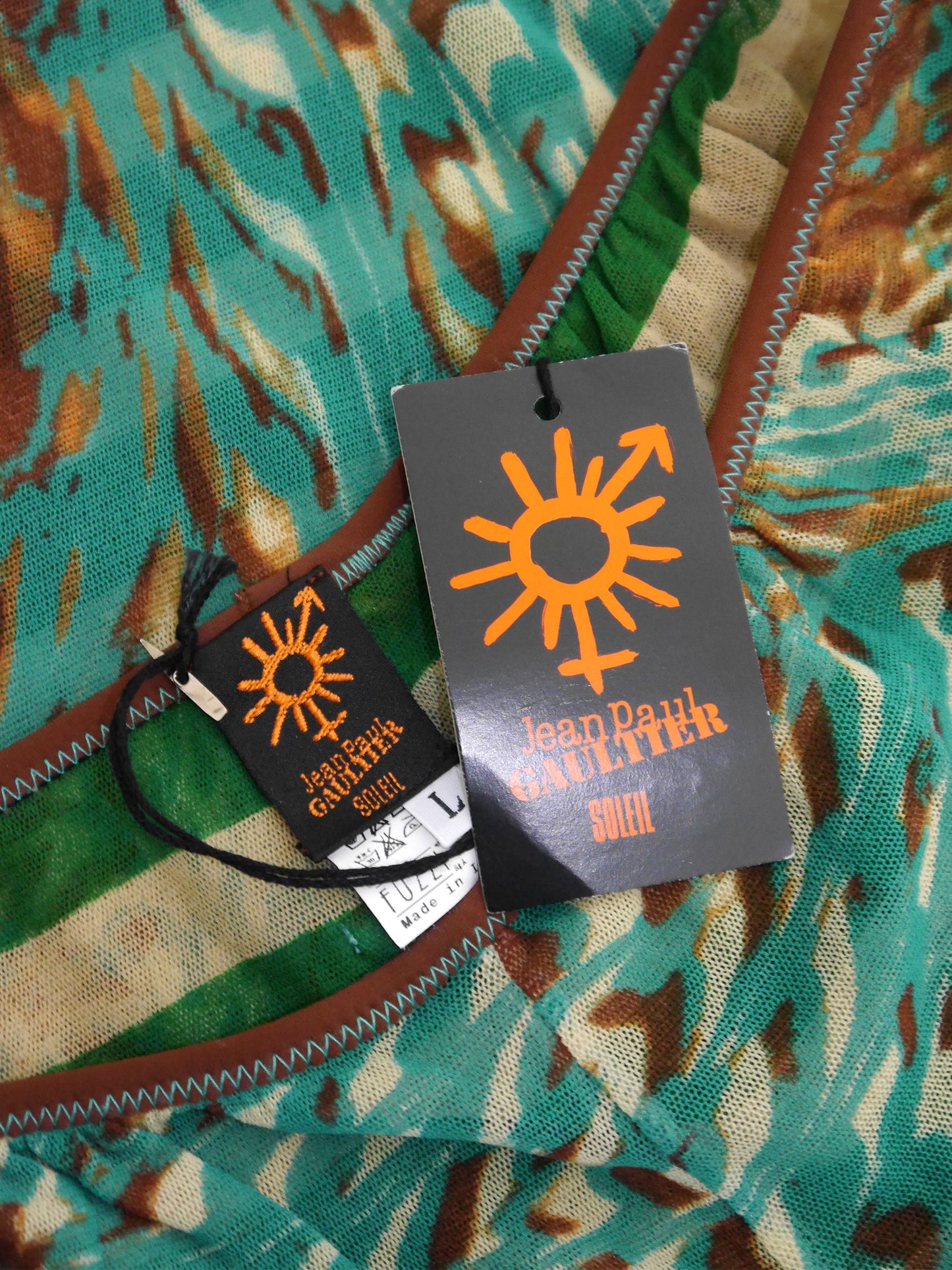 JEAN PAUL GAULTIER "Amour au Soleil" 1990s 2000s Vintage Mesh Shirt & Palazzo Pants Set NWT Size L