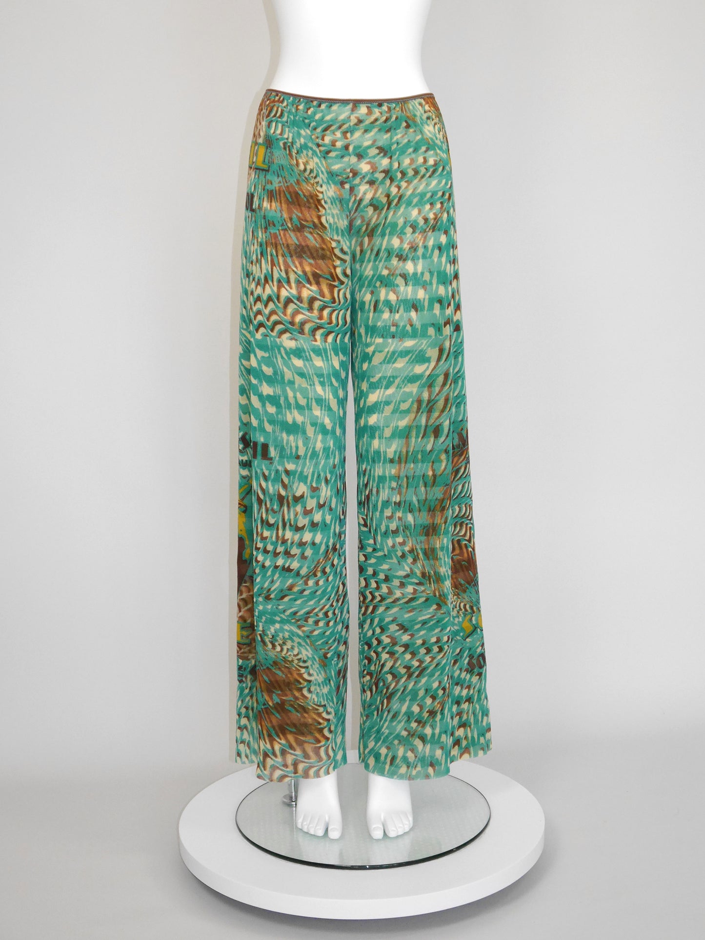 JEAN PAUL GAULTIER "Amour au Soleil" 1990s 2000s Vintage Mesh Shirt & Palazzo Pants Set NWT Size L