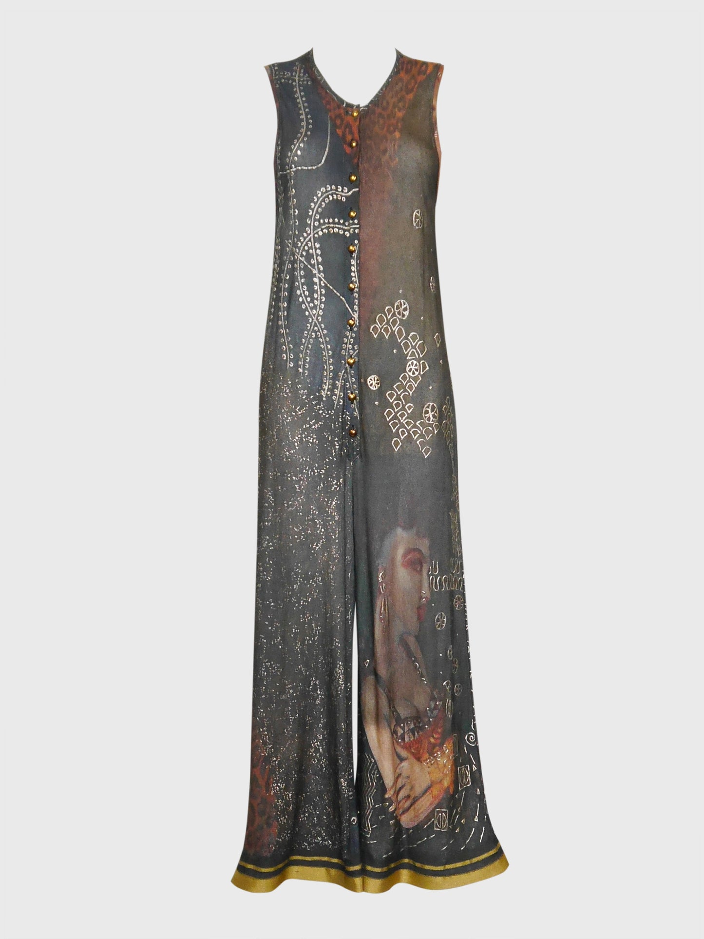 JEAN PAUL GAULTIER Spring 1989 Vintage Rare Jumpsuit w/ Elaborate Print Size S-M