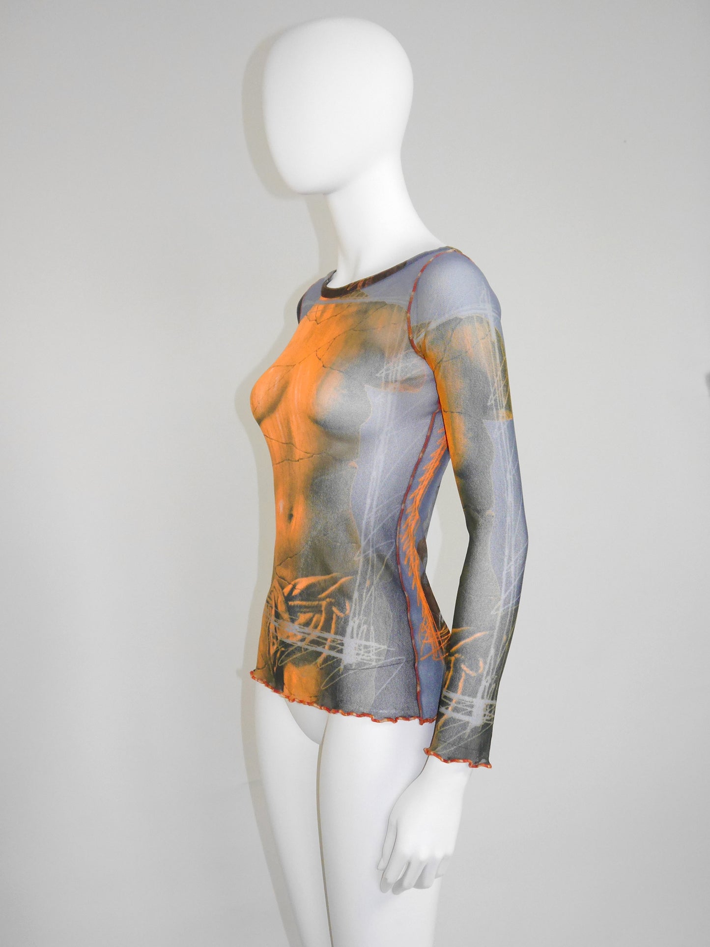 JEAN PAUL GAULTIER Spring 1999 Vintage Venus de Milo Mesh Longsleeve Top Shirt Size M