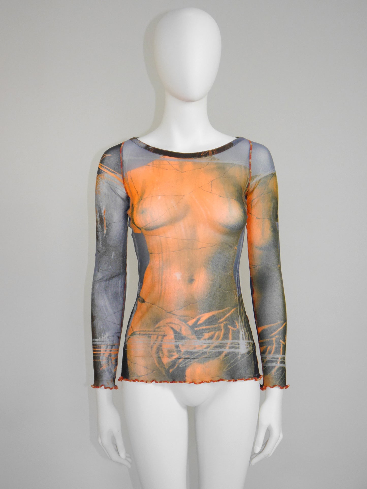 JEAN PAUL GAULTIER Spring 1999 Vintage Venus de Milo Mesh Longsleeve Top Shirt Size M