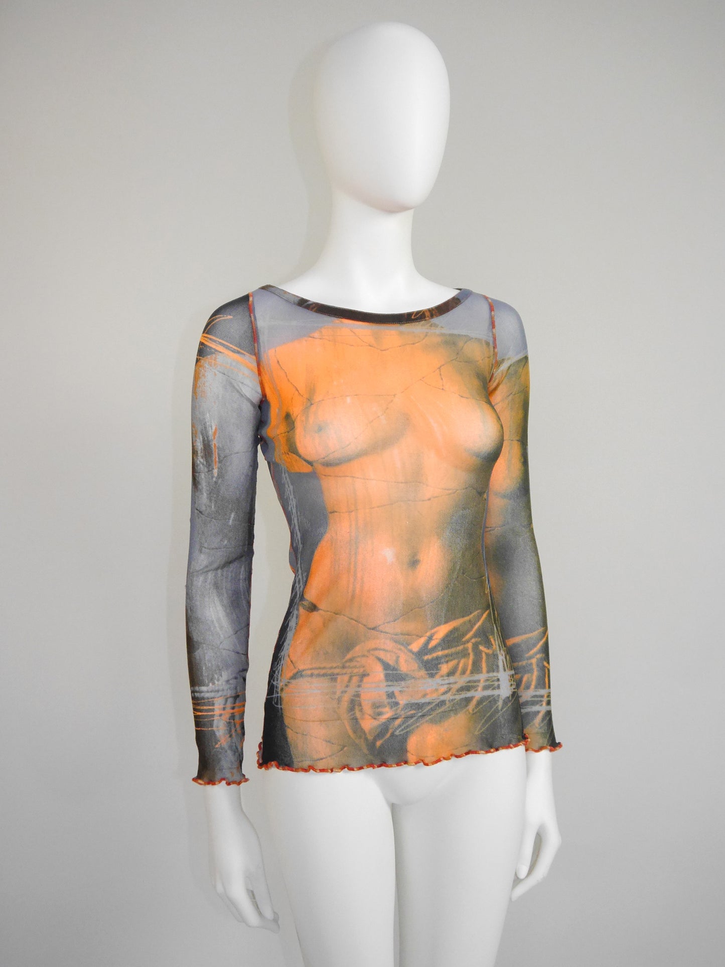 JEAN PAUL GAULTIER Spring 1999 Vintage Venus de Milo Mesh Longsleeve Top Shirt Size M