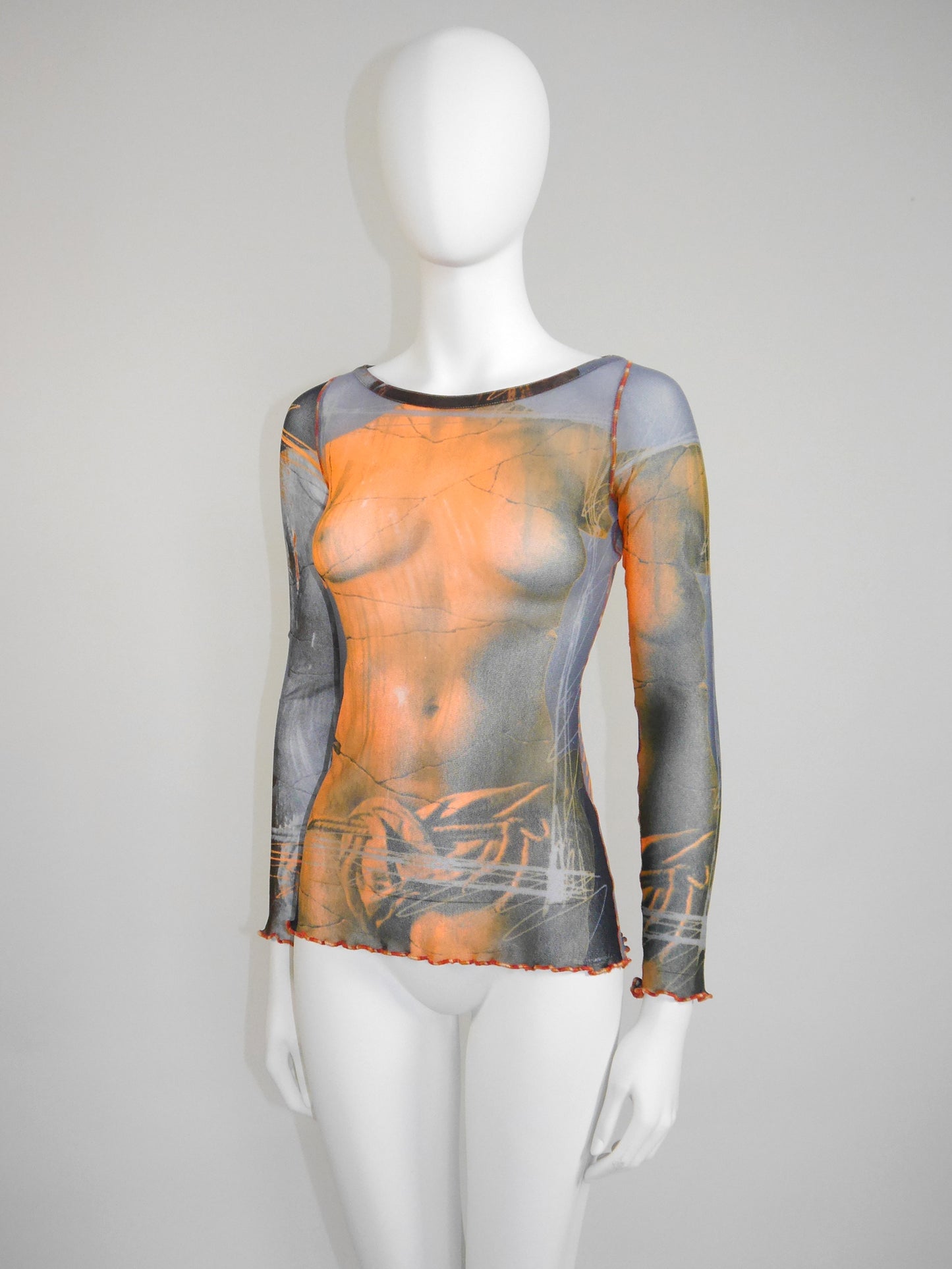 JEAN PAUL GAULTIER Spring 1999 Vintage Venus de Milo Mesh Longsleeve Top Shirt Size M